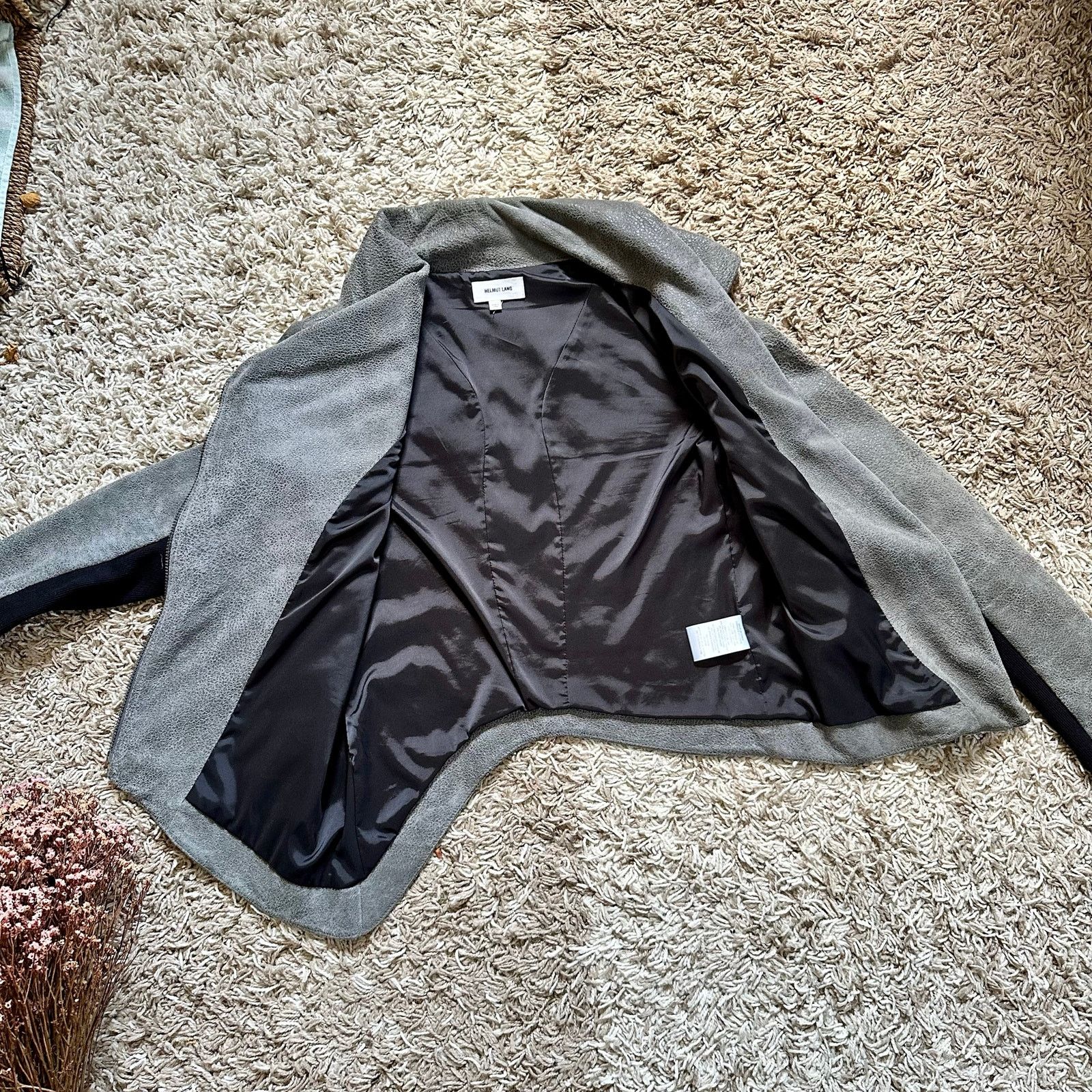 Helmut Lang Gray Lamb Leather Biker Moto Jacket Asymmetrical