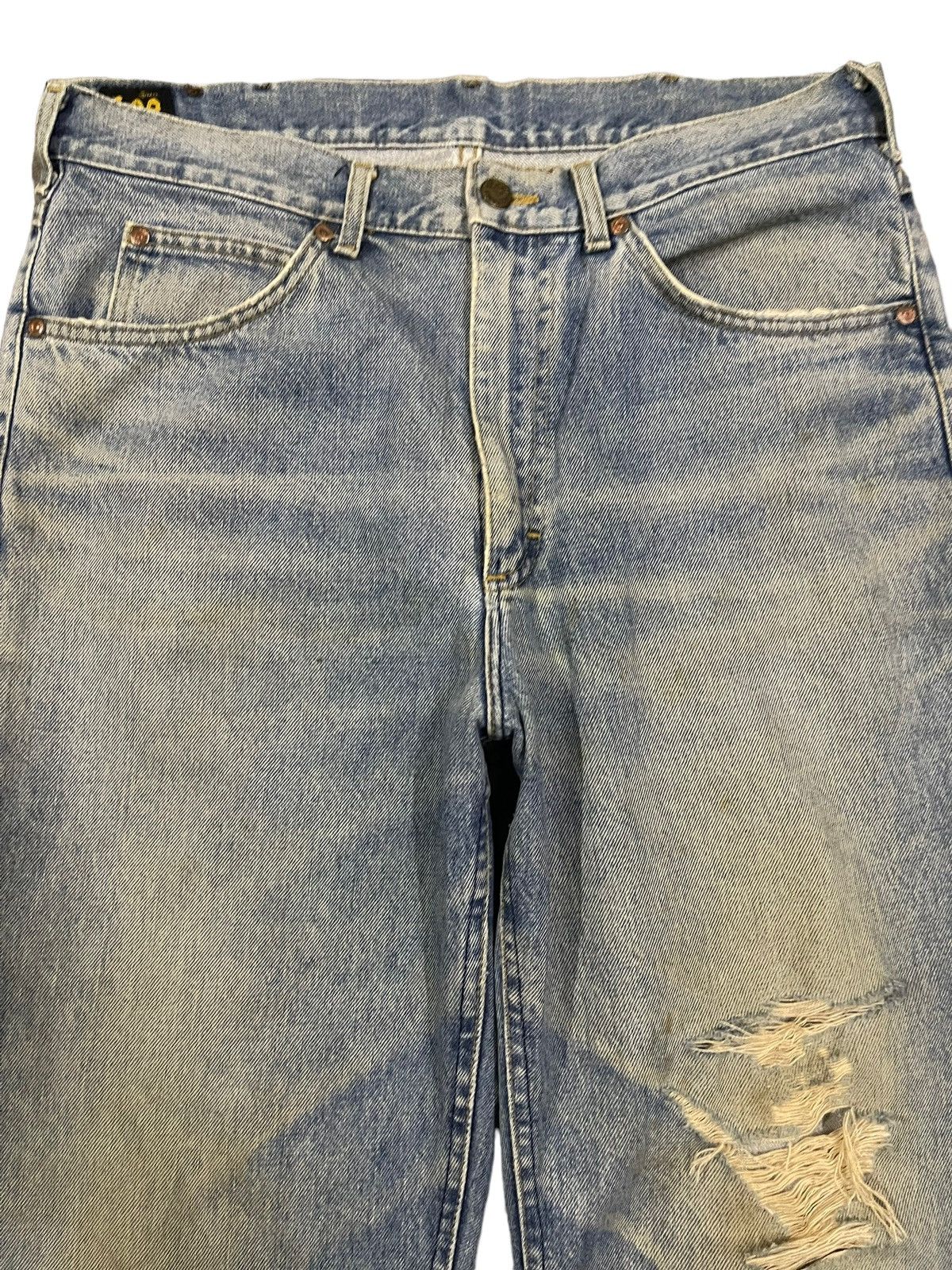 Lee Vintage 90s Lee Usa Blue Wash Distressed Baggy Jeans Size US 33 - 3 Thumbnail