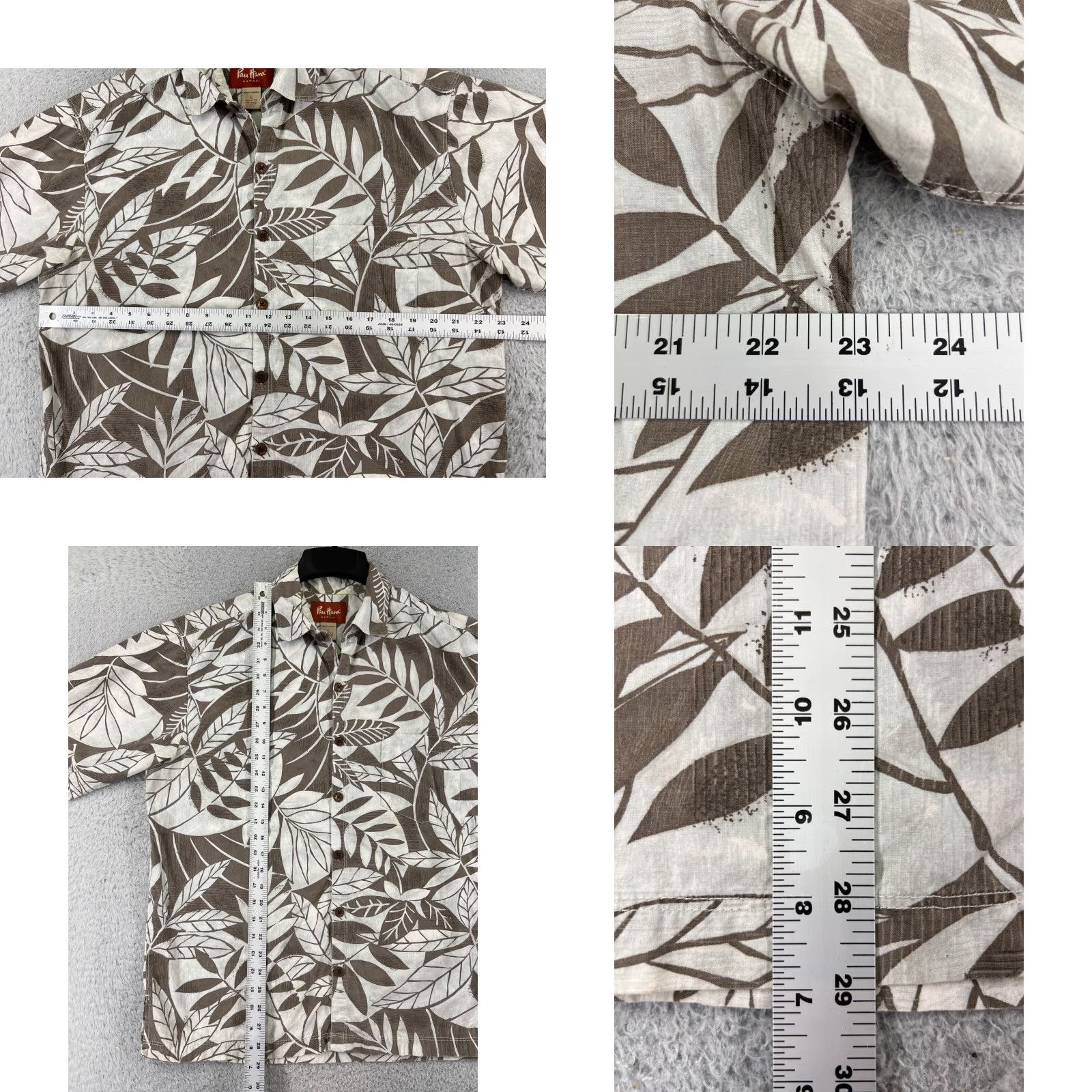 Vintage Pau Hana Hawaiian Shirt Adult Large Brown Floral Cotton Short Sleeve Button Up Mens Size US L / EU 52-54 / 3 - 8 Thumbnail