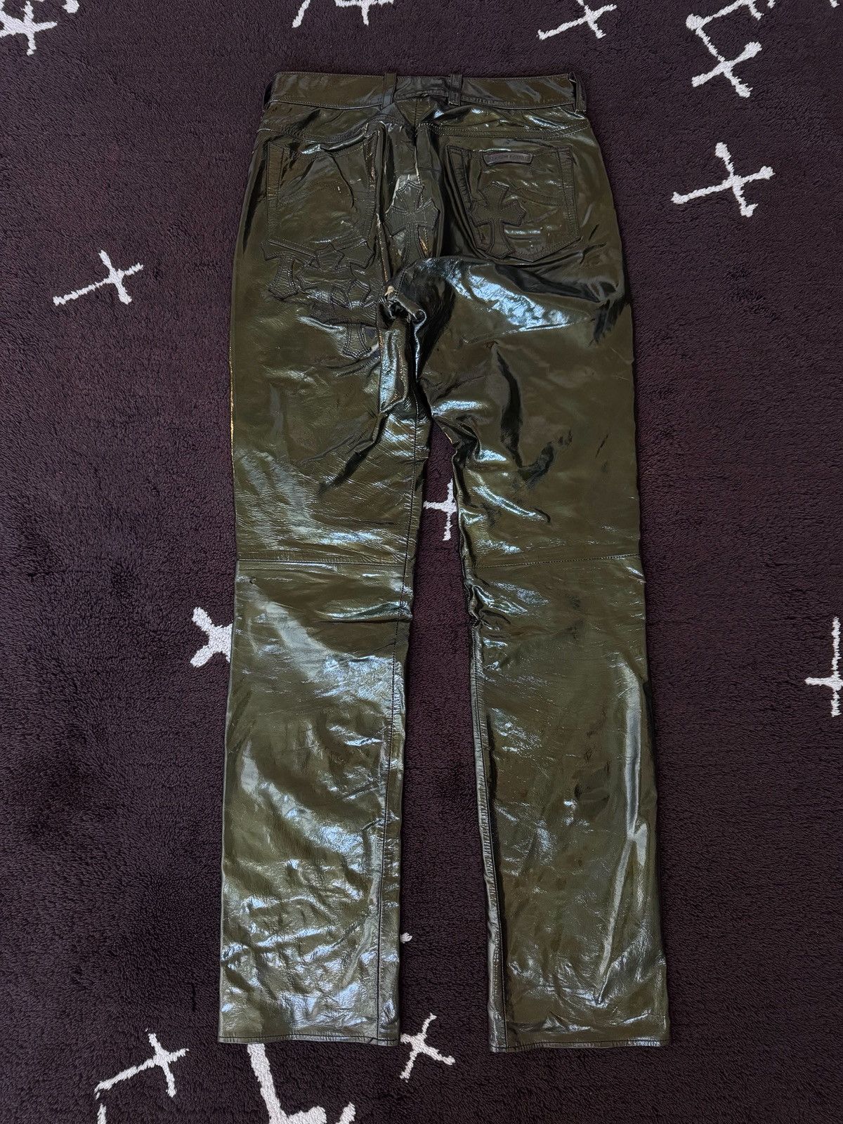 Chrome Hearts Chrome Hearts multi cross le fleur patent leather pants Size US 29 - 3 Thumbnail