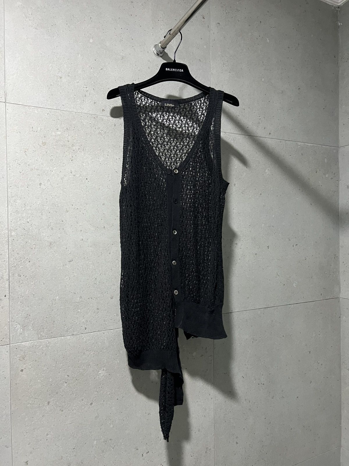 image of Limi Feu x Yohji Yamamoto Mesh Top in Black, Men's (Size Medium)