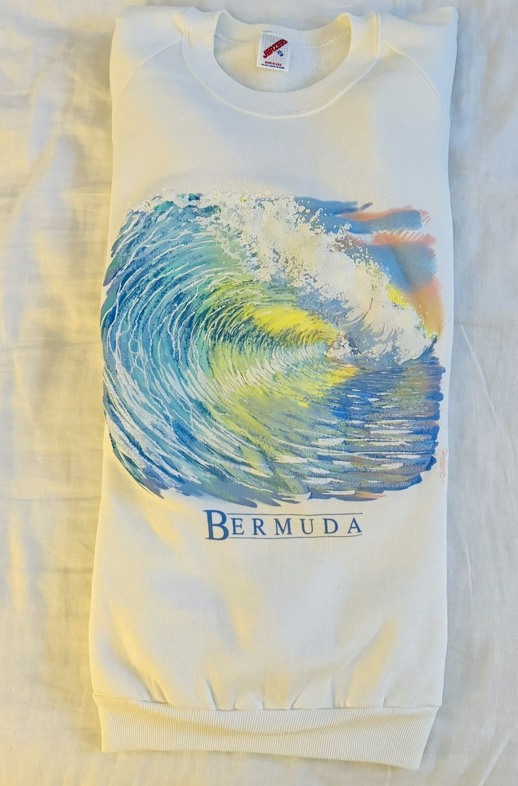Art Comes First × Jerzees Vintage 1989 Bermuda Wave Art Sweatshirt Size US XL / EU 56 / 4 - 7 Thumbnail