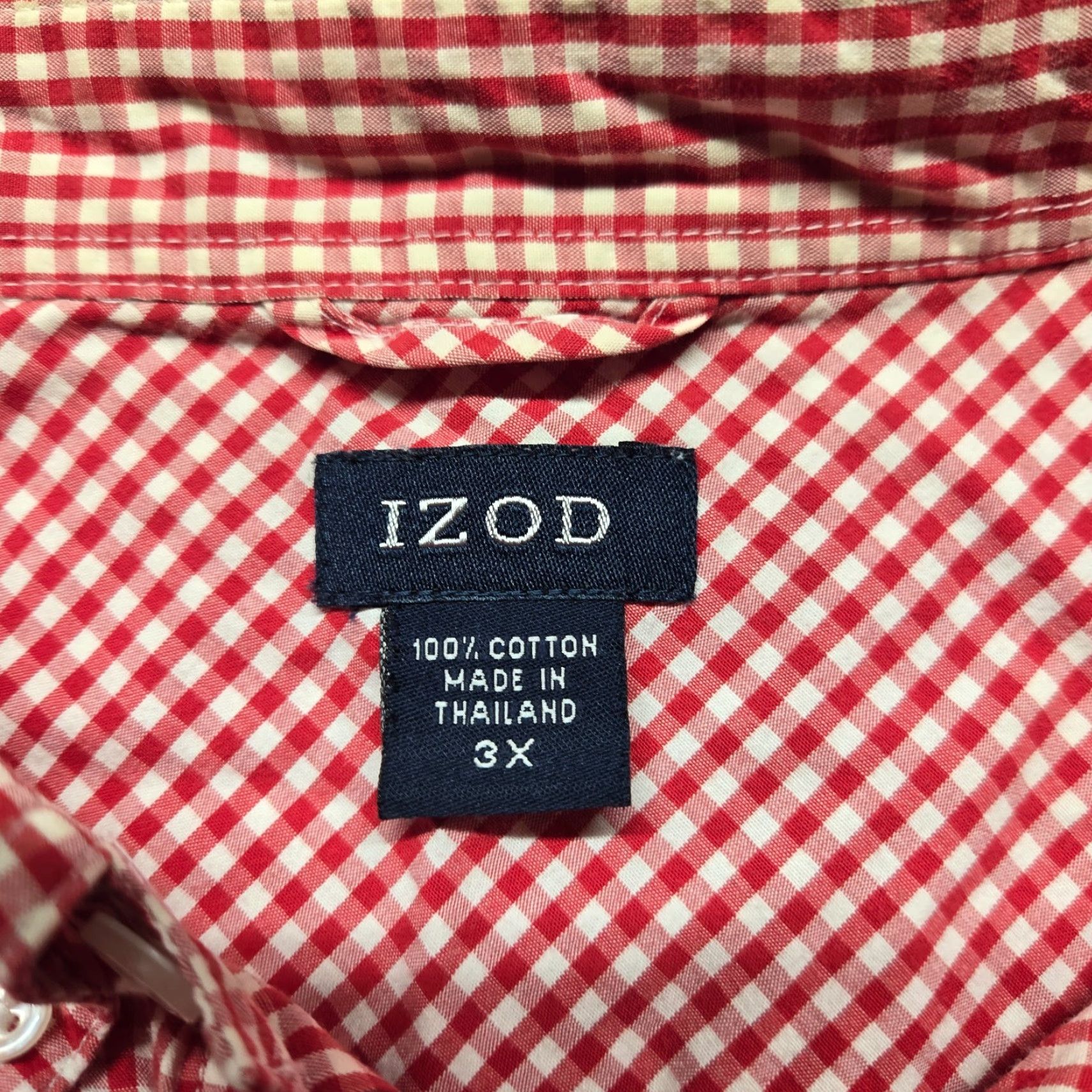 Izod IZOD Shirt Red Checkered 100% Cotton Short Sleeve Button Up Adult Men 3X Plaid Vintage No Size US XXL / EU 58 / 5 - 3 Thumbnail