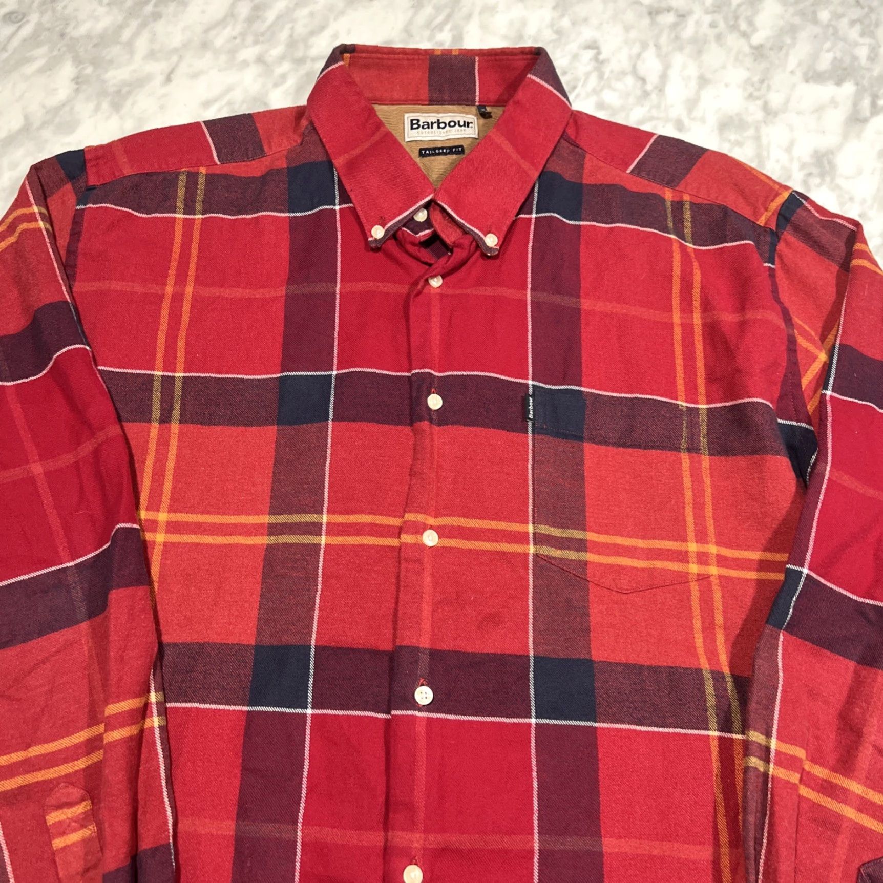 Barbour Barbour Flannel Shirt Mens XL Tailored Fit Plaid Red Tartan Long Sleeve Cotton Shirt Size US XL / EU 56 / 4 - 2 Thumbnail