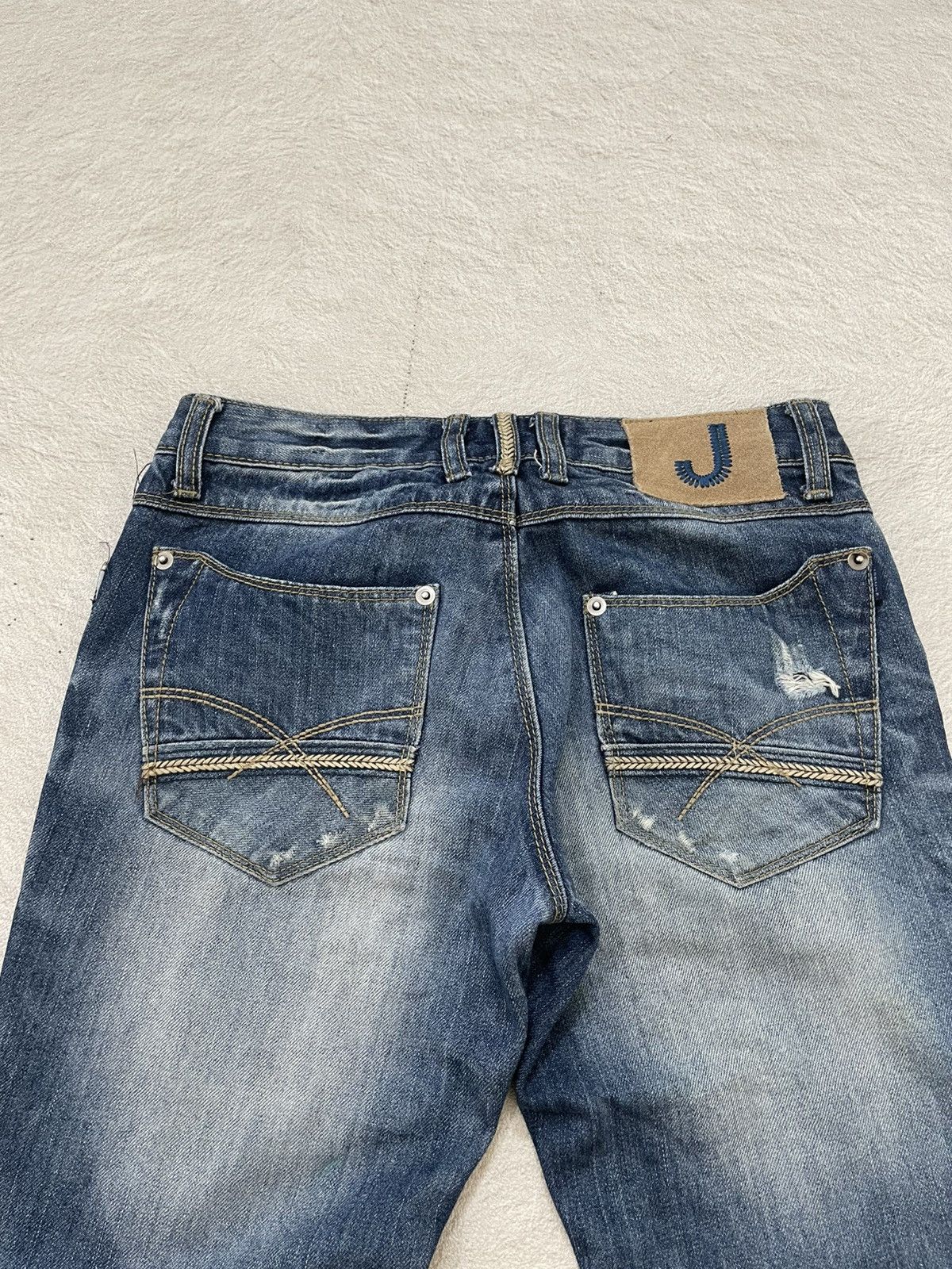 Japanese Brand 2000s Jundol raw Denim Heavy Distressed Midwash Hysteric Y2K Size US 27 - 11 Thumbnail