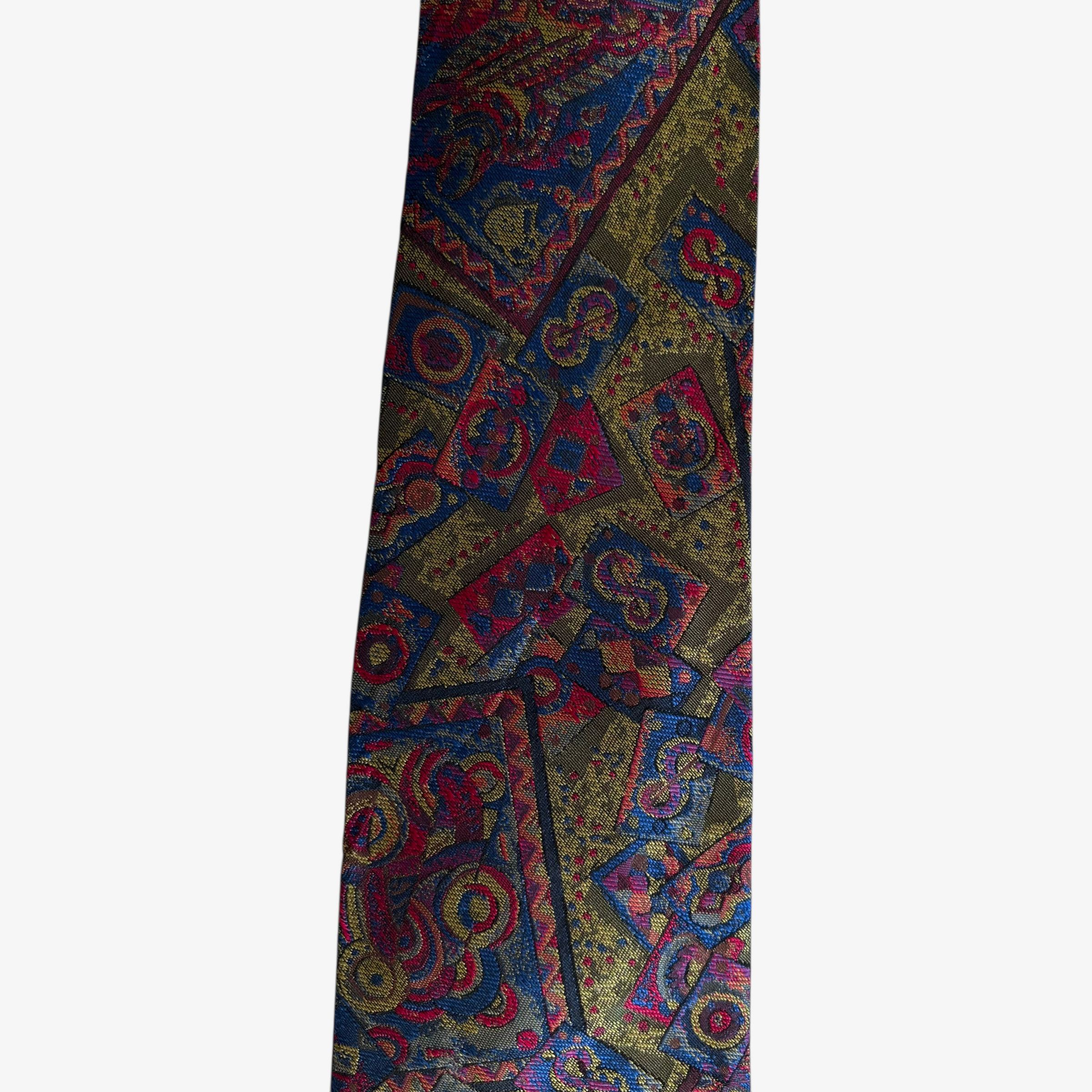 Versace Vintage 80s Gianni Versace Abstract Print Green Silk Tie Size ONE SIZE - 5 Thumbnail