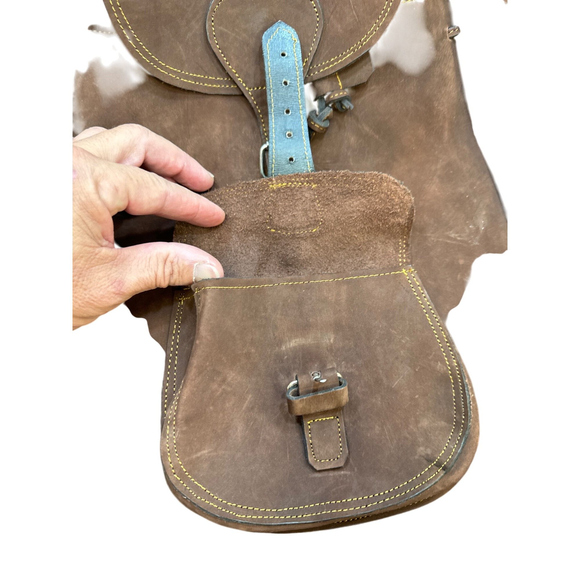 Designer Vintage Brown Leather Suede Backpack With Adjustable Straps Size ONE SIZE - 2 Thumbnail
