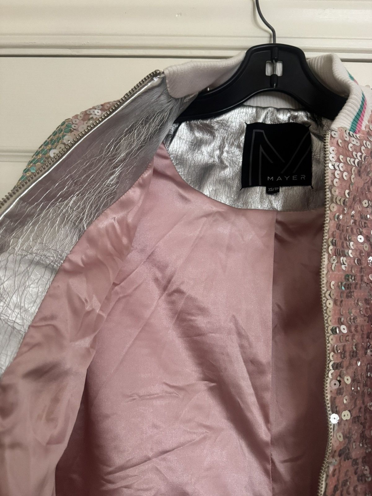 Other Sequin Designer Bomber Jacket in Pink and Green Unisex Size US XS / EU 42 / 0 - 3 Thumbnail