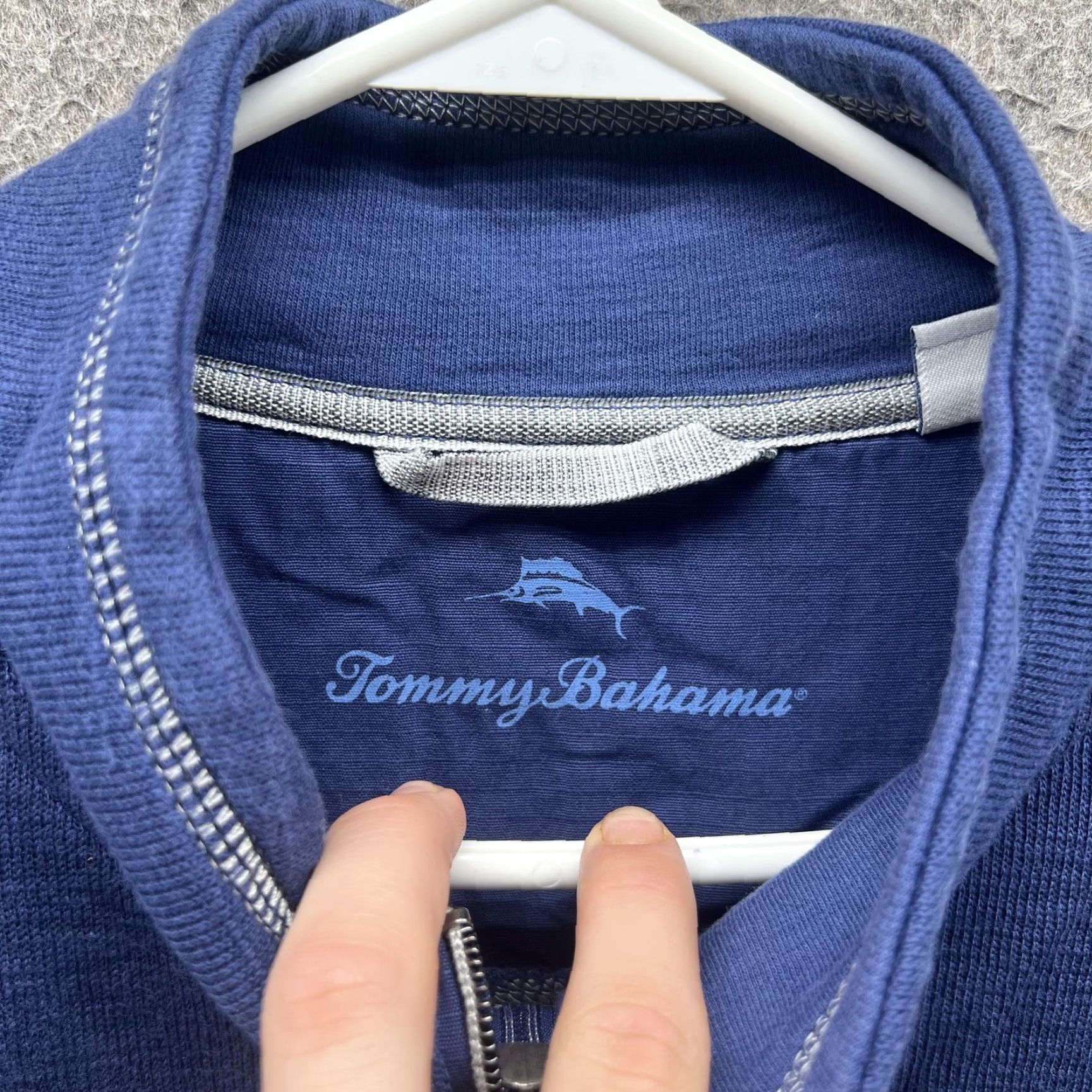 Tommy Bahama Tommy Bahama Sweatshirt Mens L Blue 1/4 Zip Mock Neck Knit Pullover Logo Size US L / EU 52-54 / 3 - 3 Thumbnail