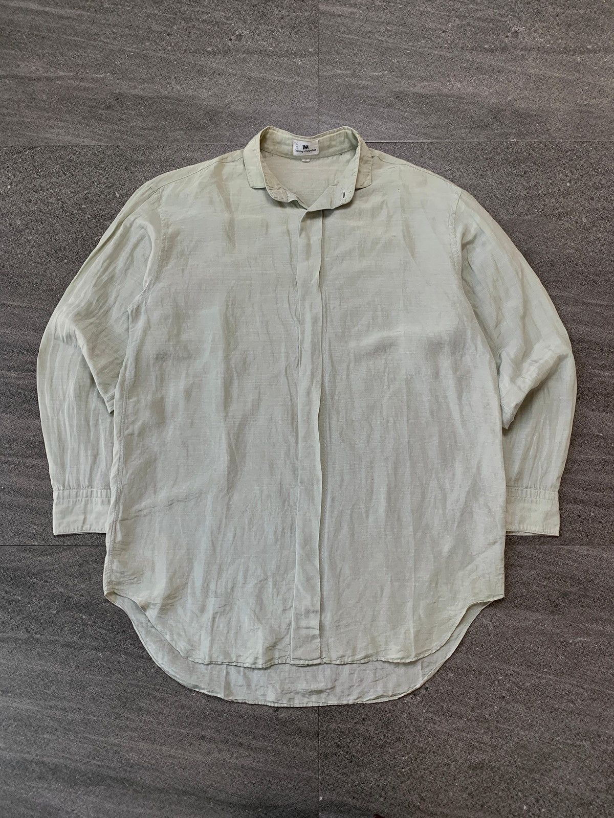 Issey Miyake FREE TAX! 90s Trashed Polyester Shirt - Small Size US M / EU 48-50 / 2 - 2 Thumbnail