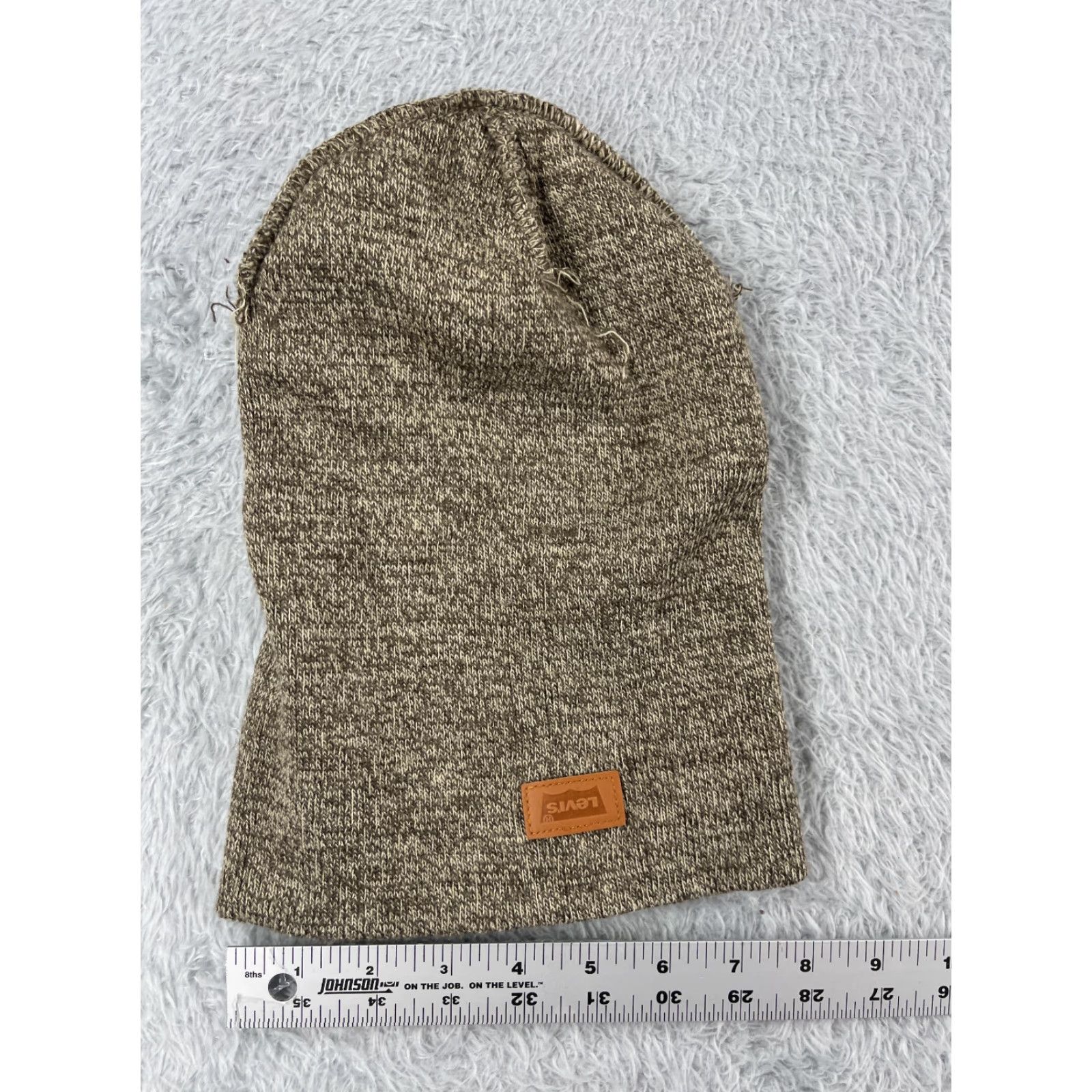 Levi's Levi's Beanie One Size Adult Beige Gray Knit 100% Acrylic Logo Outdoor Ski Hat/Beanie Mens Womens Unisex Adults Knitting Lightweight Knitwear Size ONE SIZE - 5 Thumbnail