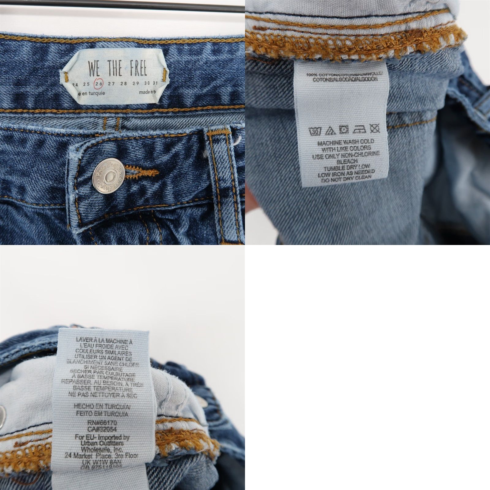 Vintage We The Free Jeans Womens 26 Blue Button Fly Distressed Ankle Fray Size 26" / US 2 / IT 38 - 9 Thumbnail