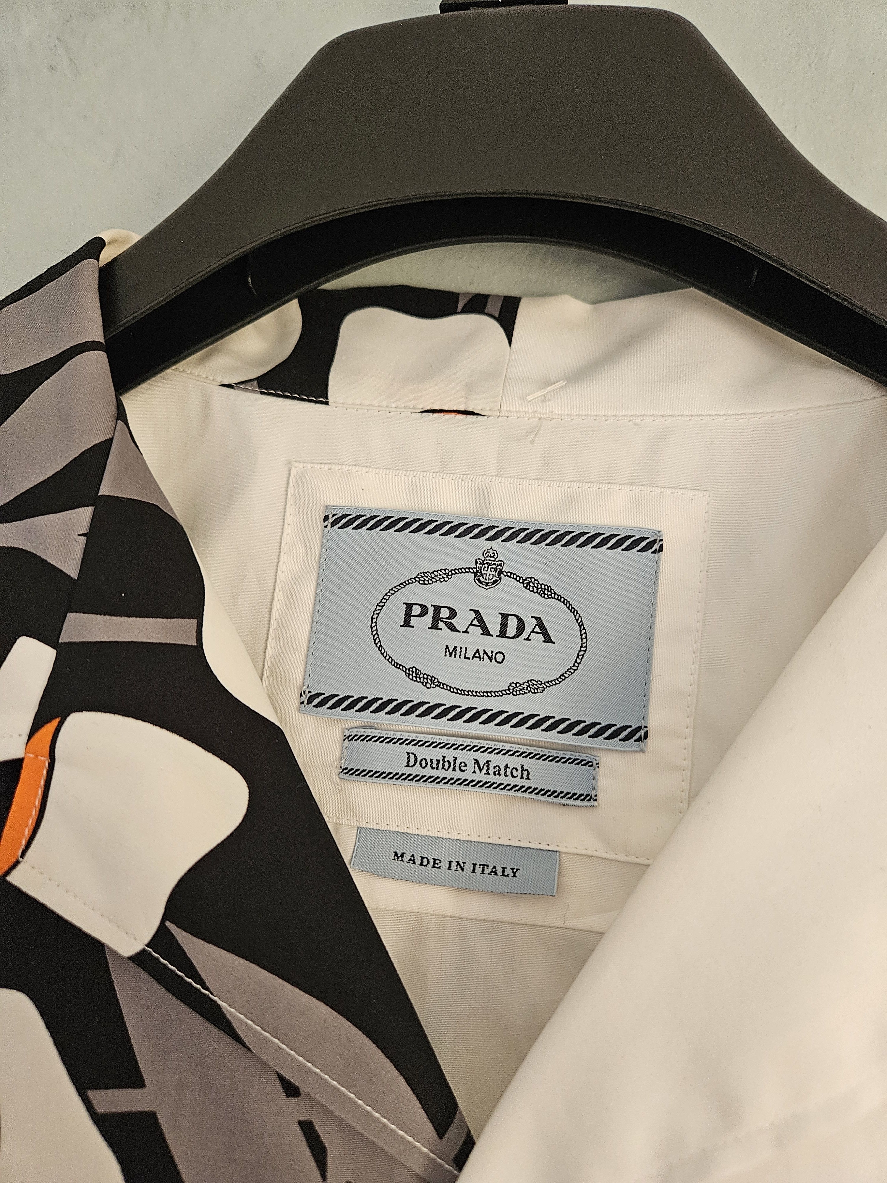 Prada White & Floral Double Match Button Up Shirt Size US XL / EU 56 / 4 - 6 Thumbnail