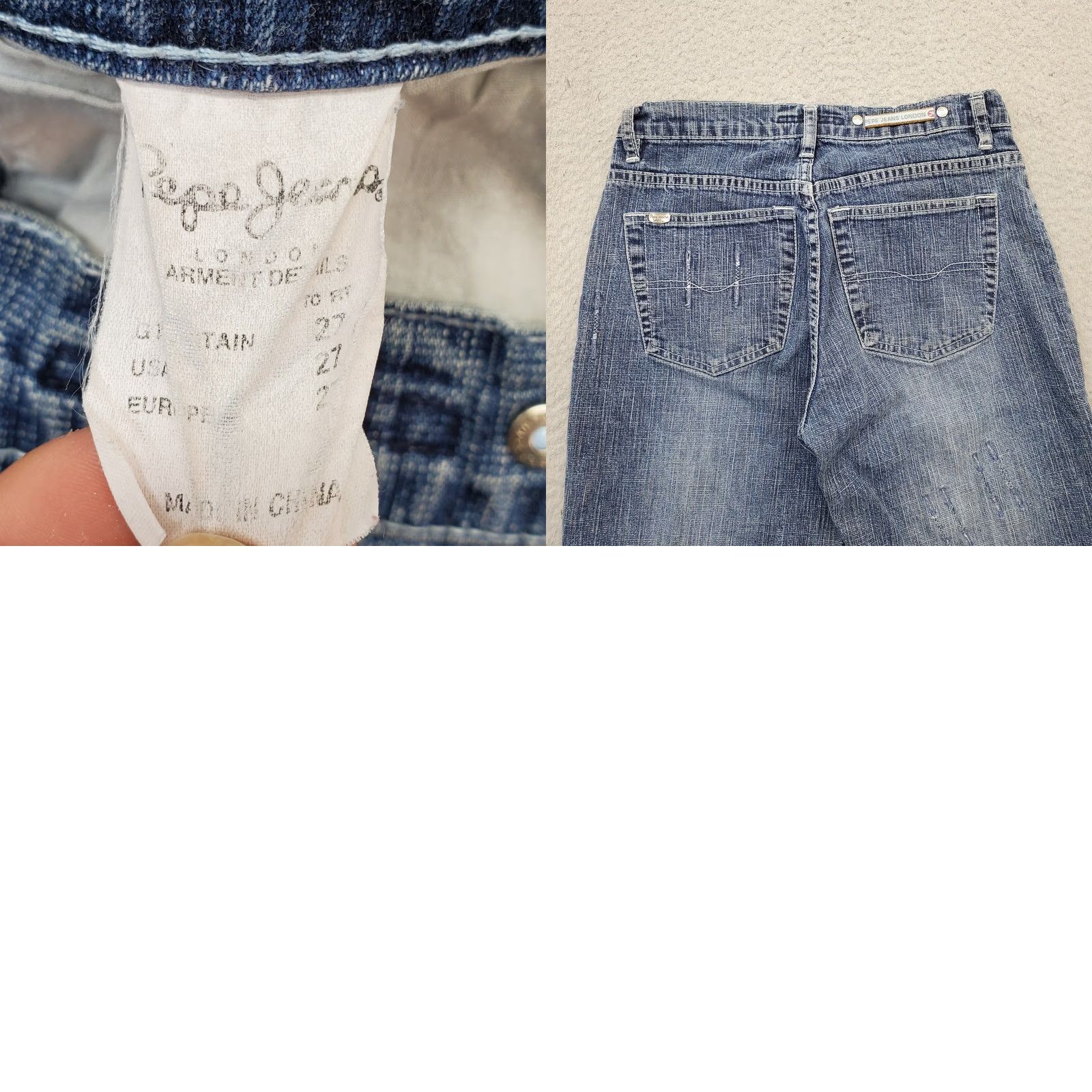 Pepe Jeans Pepe Jeans London Jeans Womens 27 Blue Cropped Stretch Distressed Straight Leg Denim Size 27" / US 4 / IT 40 - 8 Thumbnail