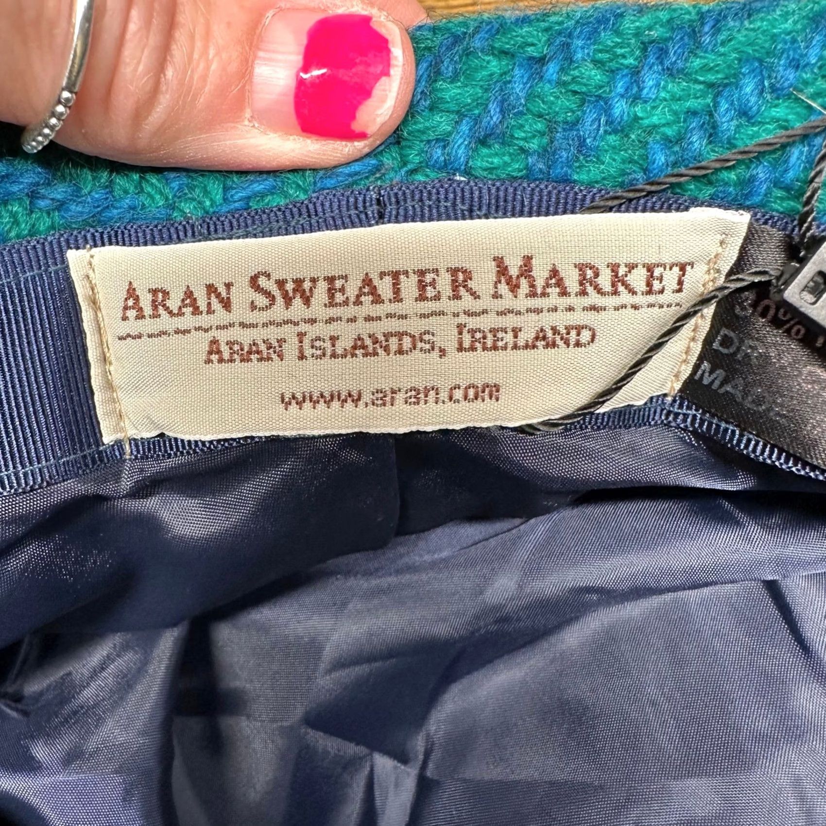 Market Aran Sweater Market Hat Teal Ireland Wool Herringbone Cloche Women One Size Size ONE SIZE - 6 Thumbnail