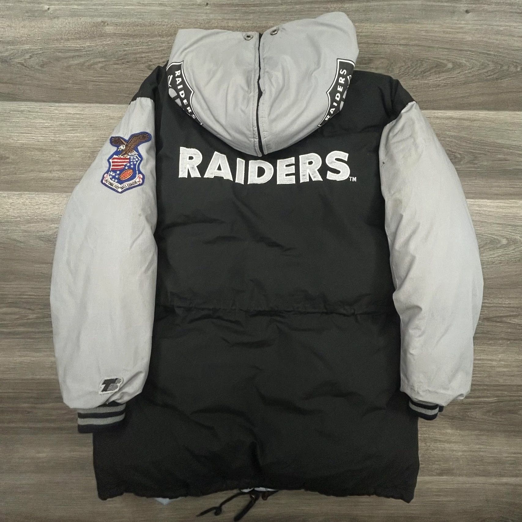 NFL VINTAGE Los Angeles Raiders Jacket Mens L NFL Triple FAT Goose Puffer 90s Parka Coat Black Full Zip Insulated Limited Edition 90s USA Mens Size US L / EU 52-54 / 3 - 2 Thumbnail