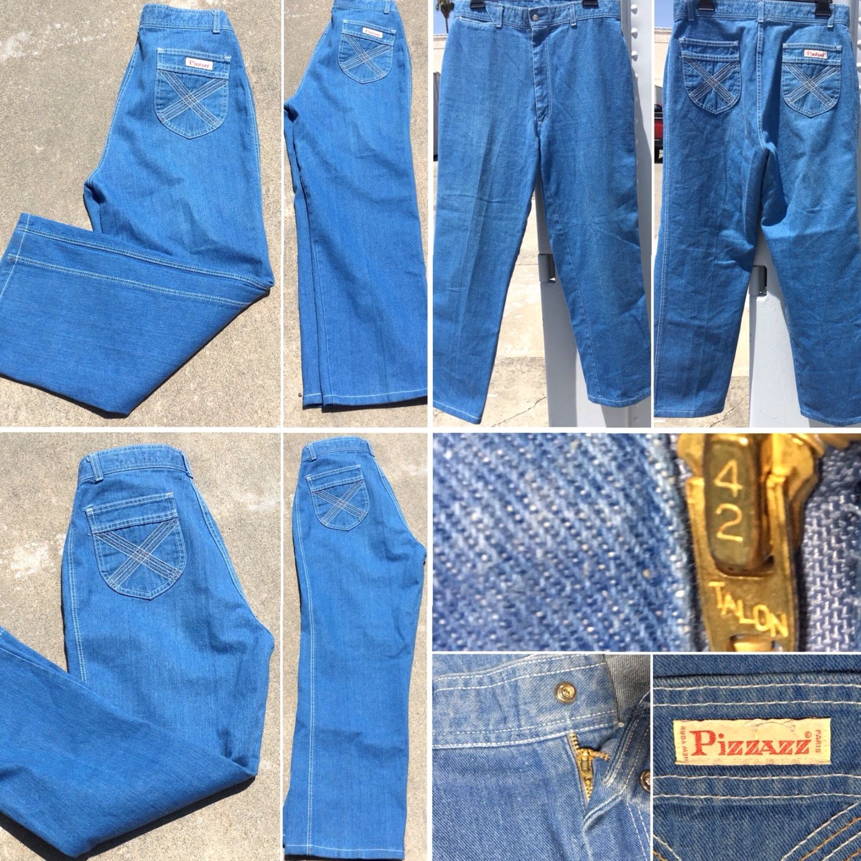 Vintage VINTAGE Pizzazz New York Paris Jeans High Waist 70s 80s 31 Waist Talon 42 Zipper Denim Blue 1980s Mens Size 24" / US 00 / IT 34 - 2 Thumbnail