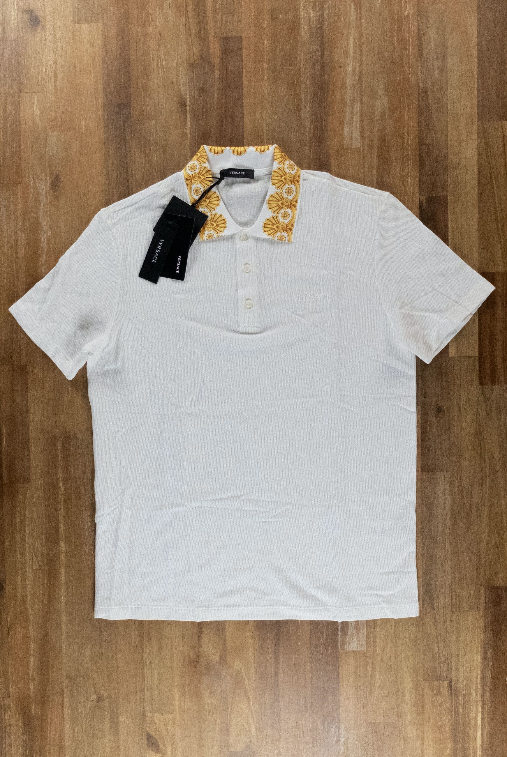 Versace VERSACE white barocco collar polo shirt Size Medium q Size US M / EU 48-50 / 2 - 1 Thumbnail