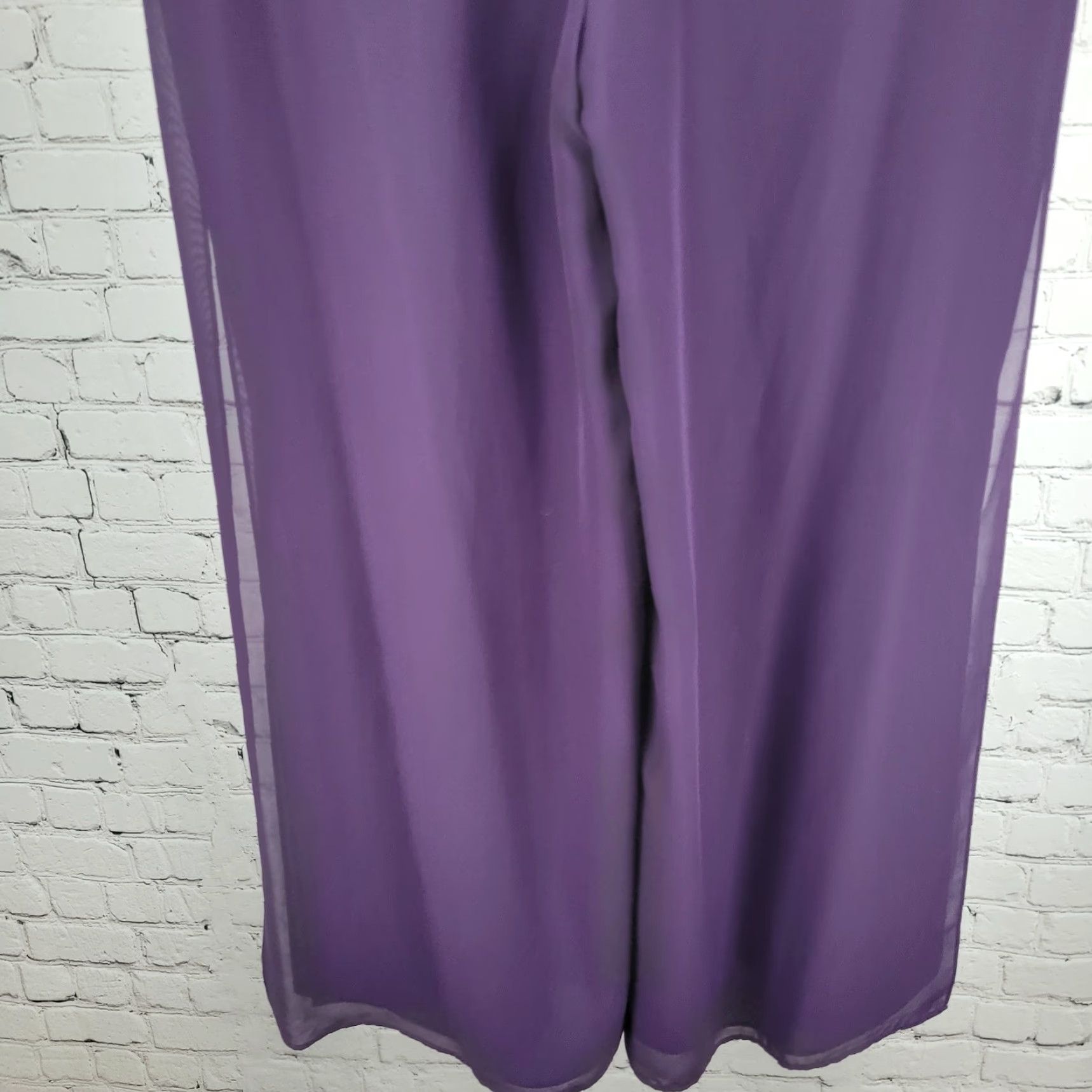 Coldwater Creek Coldwater Creek Pants Petite 12P Purple High Rise Wide Leg Side Slits Size 34" / US 12 / IT 48 - 7 Thumbnail