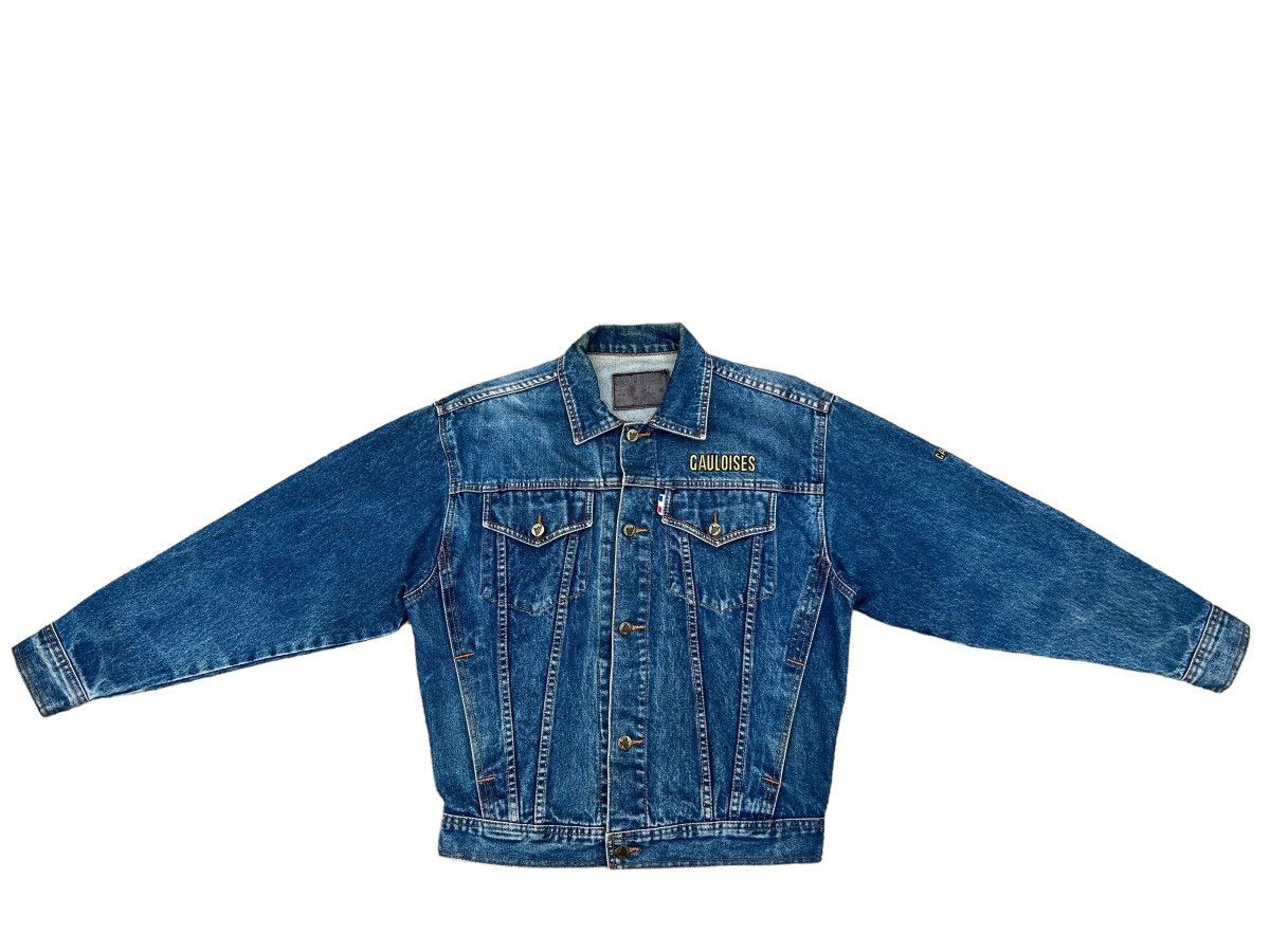 Vintage Vintage 90s Gauloises France Fade Muddy Denim Trucker Jacket Size US M / EU 48-50 / 2 - 1 Thumbnail
