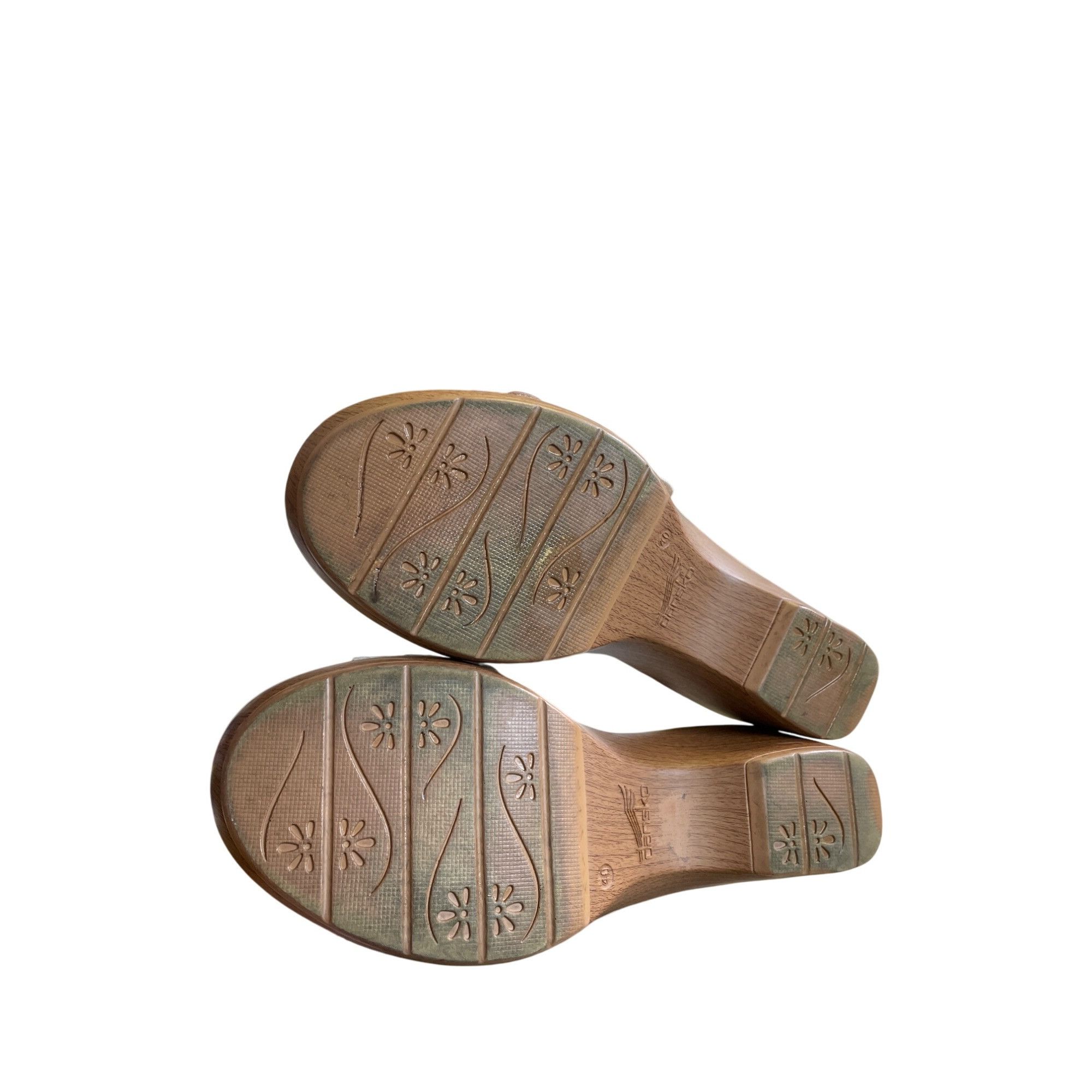 Dansko Dansko Womens White Leather Wedge Heel Sandals Size 8.5/40 S Size US 8.5 / IT 38.5 - 11 Thumbnail
