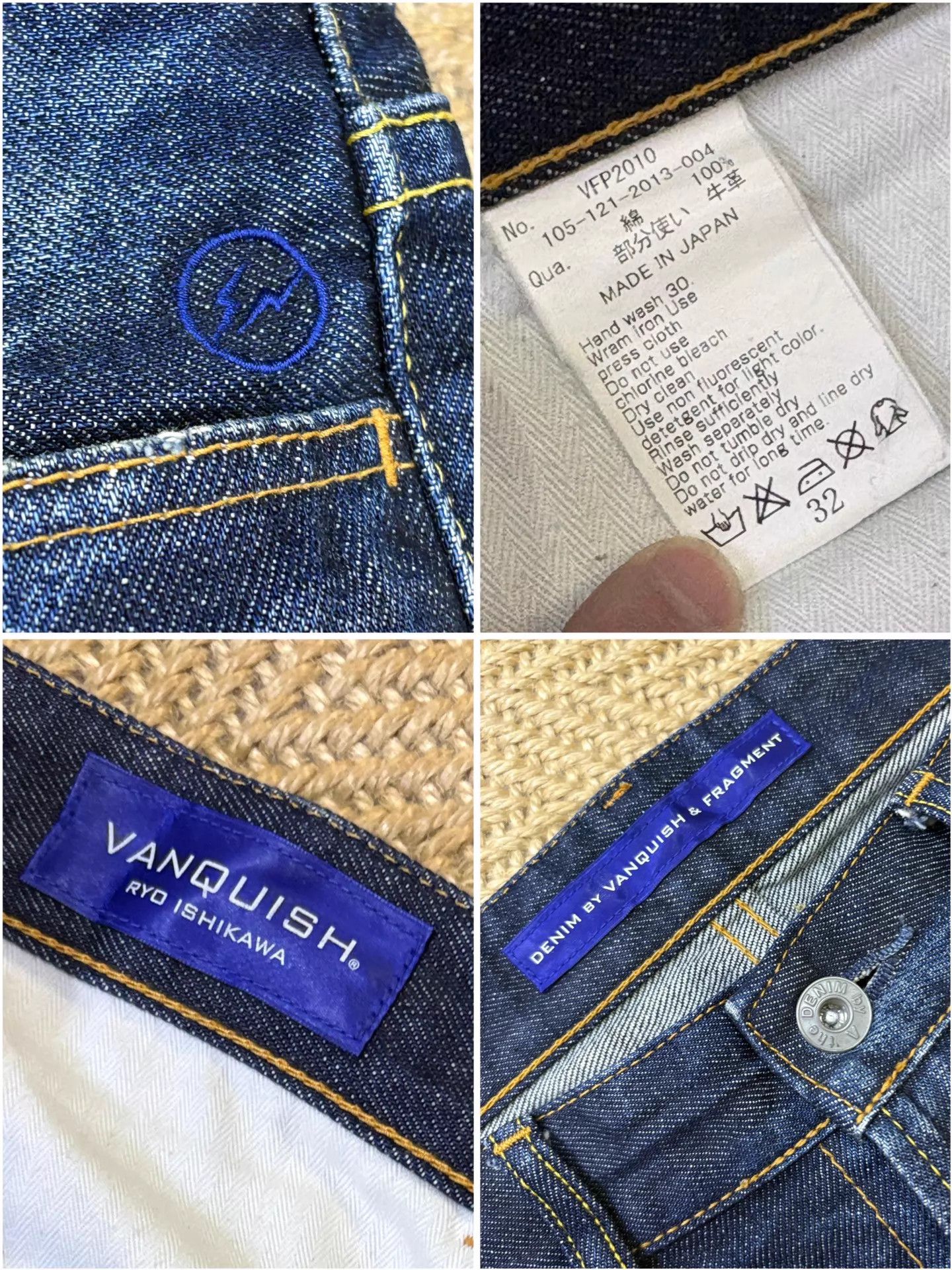 Fragment Design FRAGMENT x VANQUISH Lightning Distressed Jeans w/Rhinestones Size US 32 / EU 48 - 8 Thumbnail