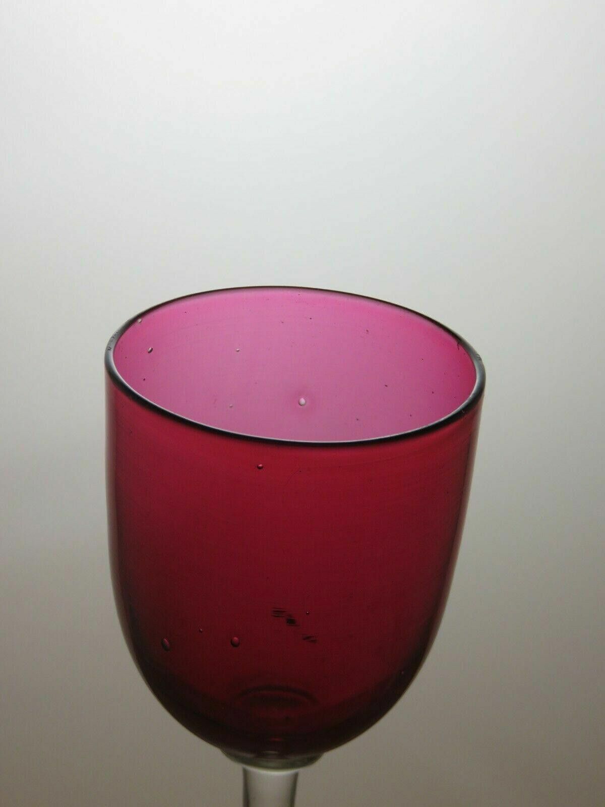 The Unbranded Brand Ruby Red Bowl & Clear Stem Base Sherry Set Of 6 Glasses 5" Size ONE SIZE - 5 Thumbnail