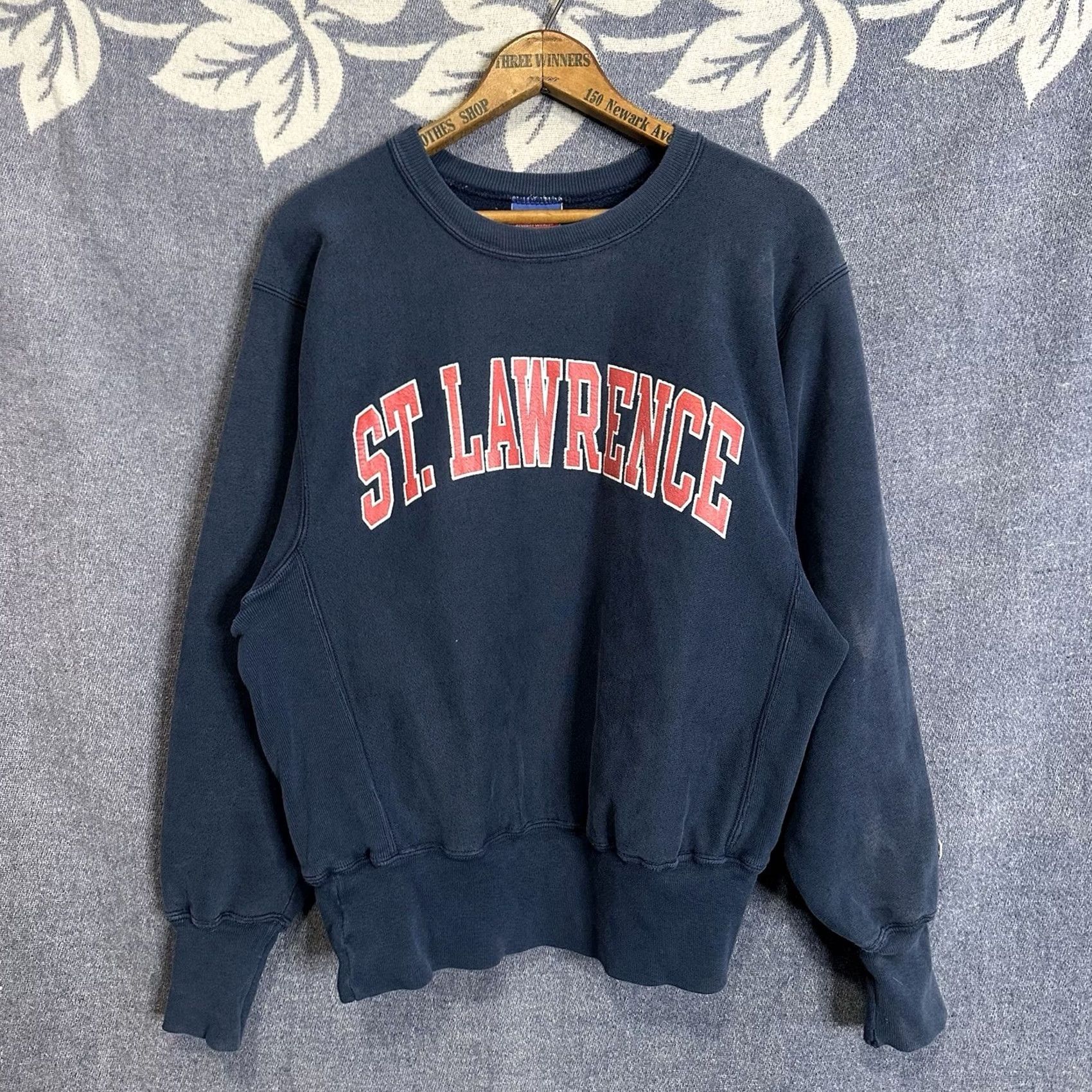 Champion VINTAGE Champion Reverse Weave Sweatshirt St. Lawrence Blue Small Men Crew Neck Long Sleeve Reversible Distressed Y2K Size US S / EU 44-46 / 1 - 2 Thumbnail