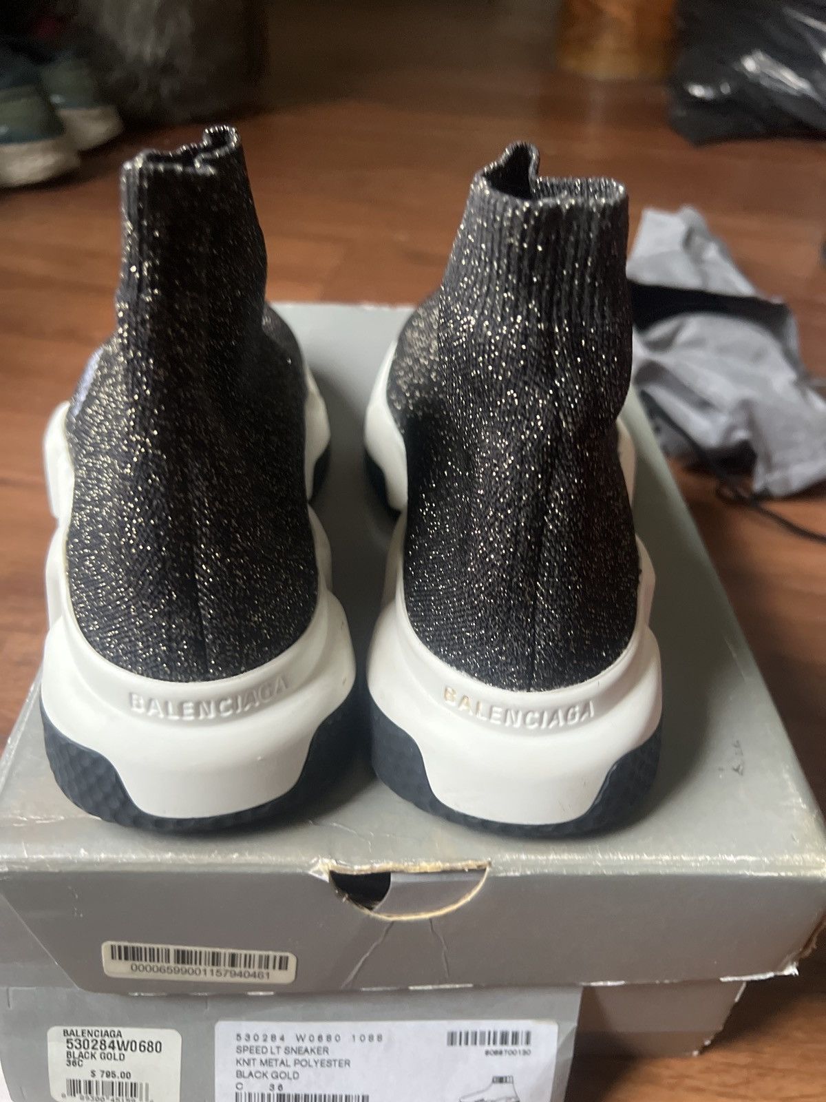 Balenciaga Balenciaga Speed Trainers Black gold glitter Size US 6 / IT 36 - 6 Thumbnail