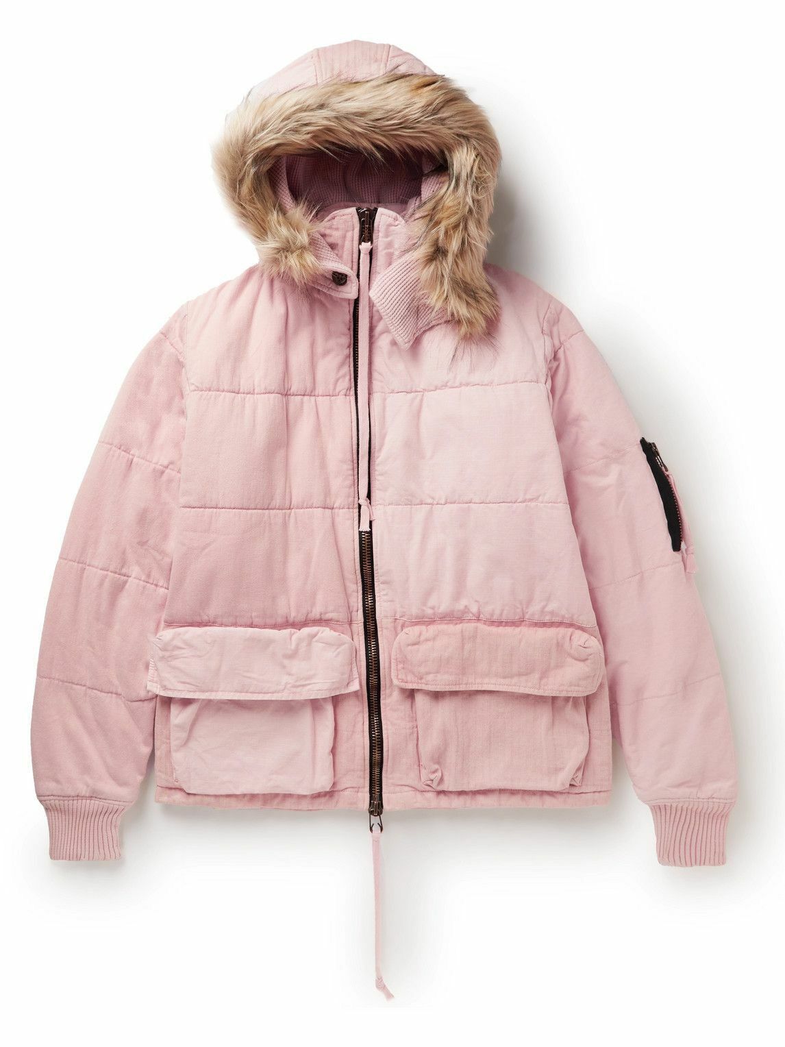 image of Greg Lauren Sz2 Sample Pink Scrap Vintage Padded Snorkel Parka, Men's (Size Medium)