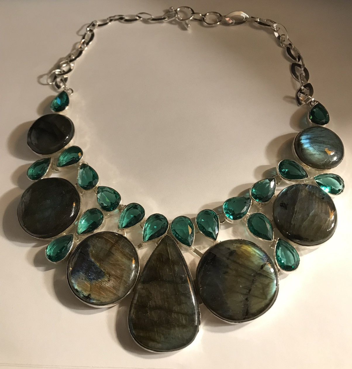image of Stampd Labradorite Aqua Apatite 925 Sterling Silver Necklace in Green, Women's
