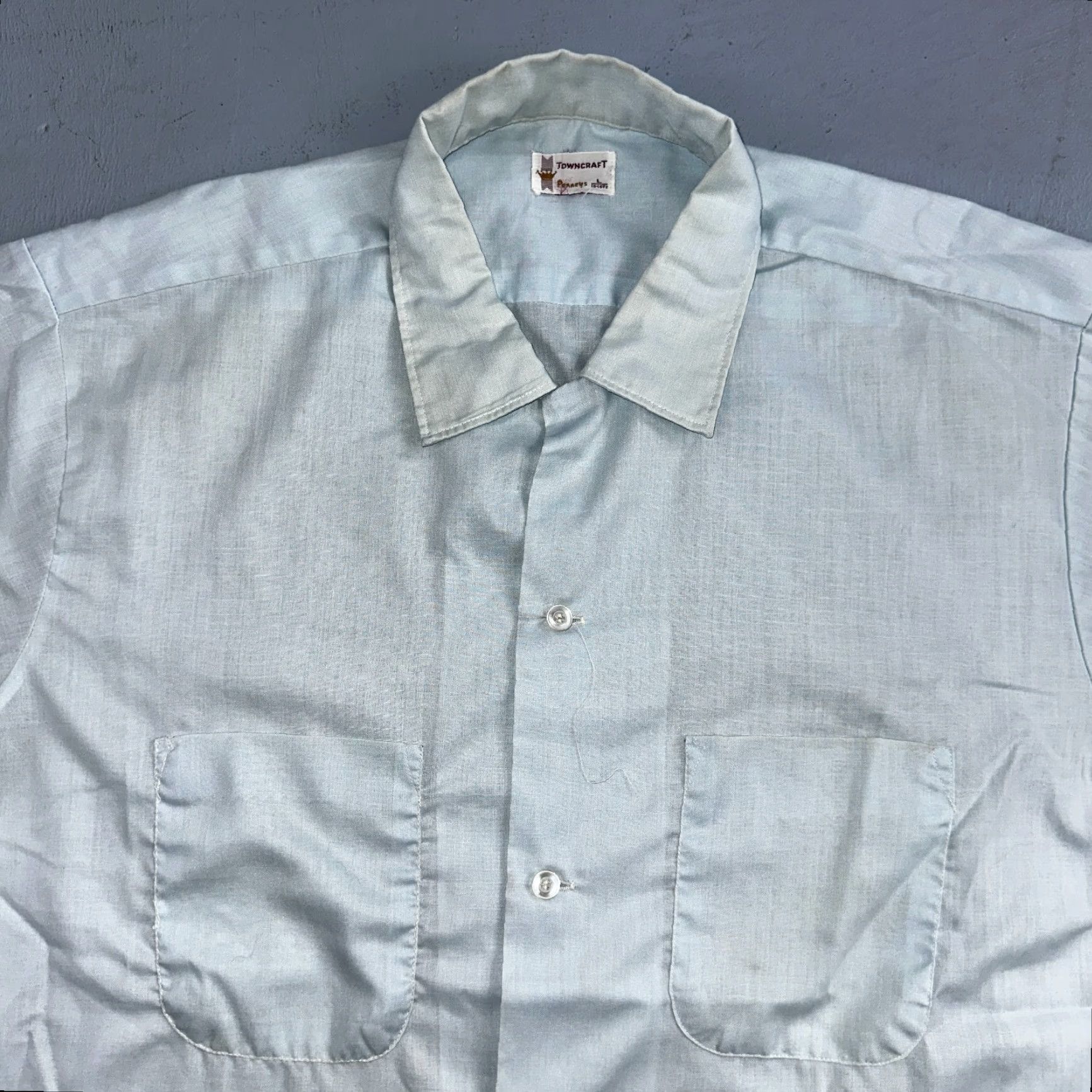 Vintage VINTAGE Penney's Towncraft 1960s Short Sleeve Cotton Blend Shirt Mens Large Blue Casual Rockabilly Size US L / EU 52-54 / 3 - 2 Thumbnail