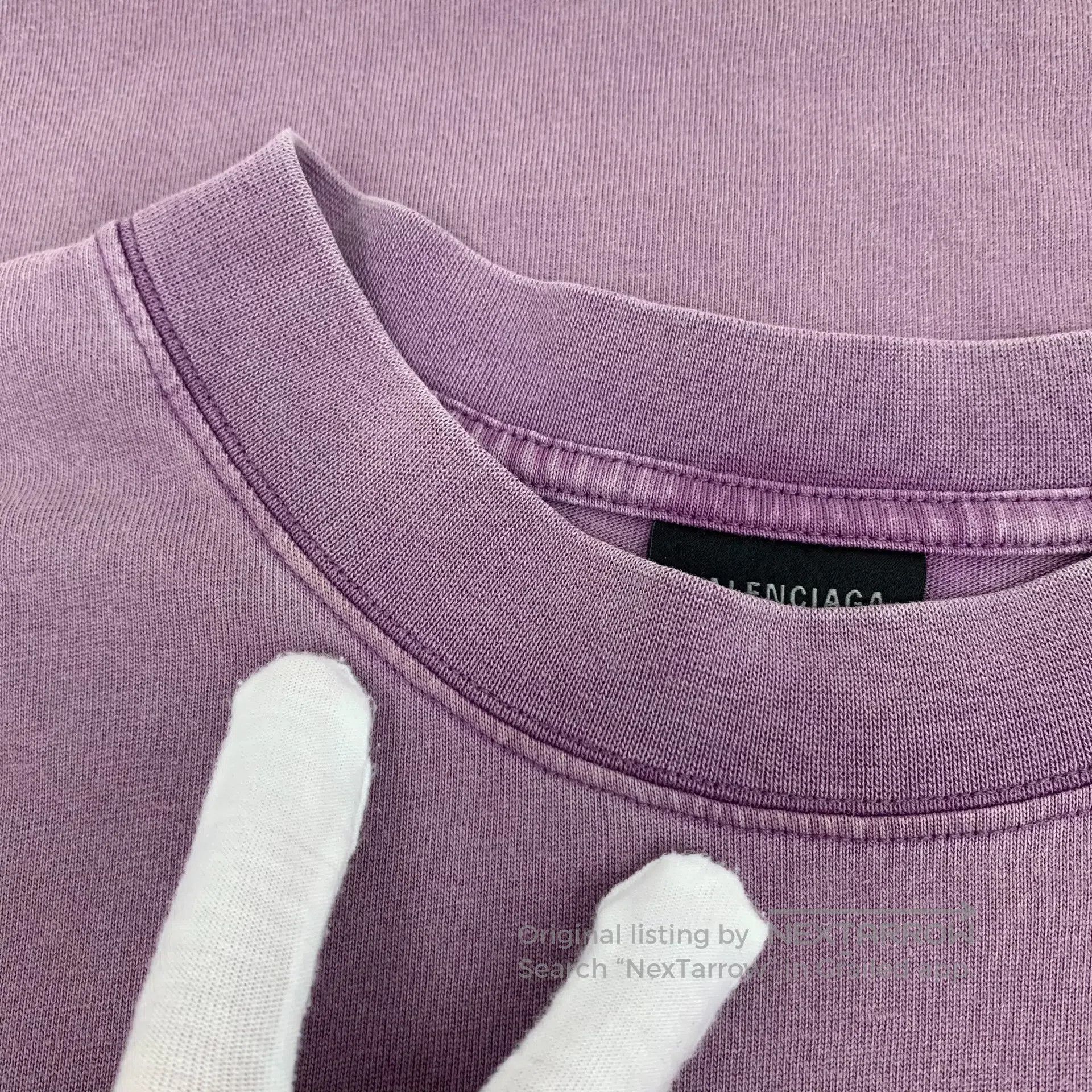 Balenciaga Balenciaga Purple Logo Letter Print Cotton Round Neck Shor Size US XL / EU 56 / 4 - 8 Thumbnail
