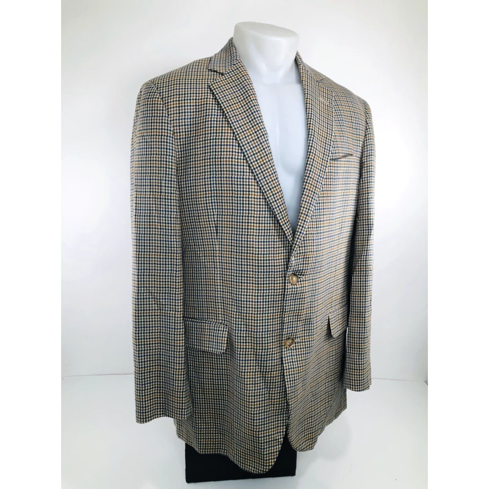Brooks Brothers BROOKS BROTHERS 1818 MADISON Plaid Wool 42L Blazer Jacket Men Size 42 L Brown Beige Blue Gray C14 EXCELLENT Size 42R - 4 Thumbnail