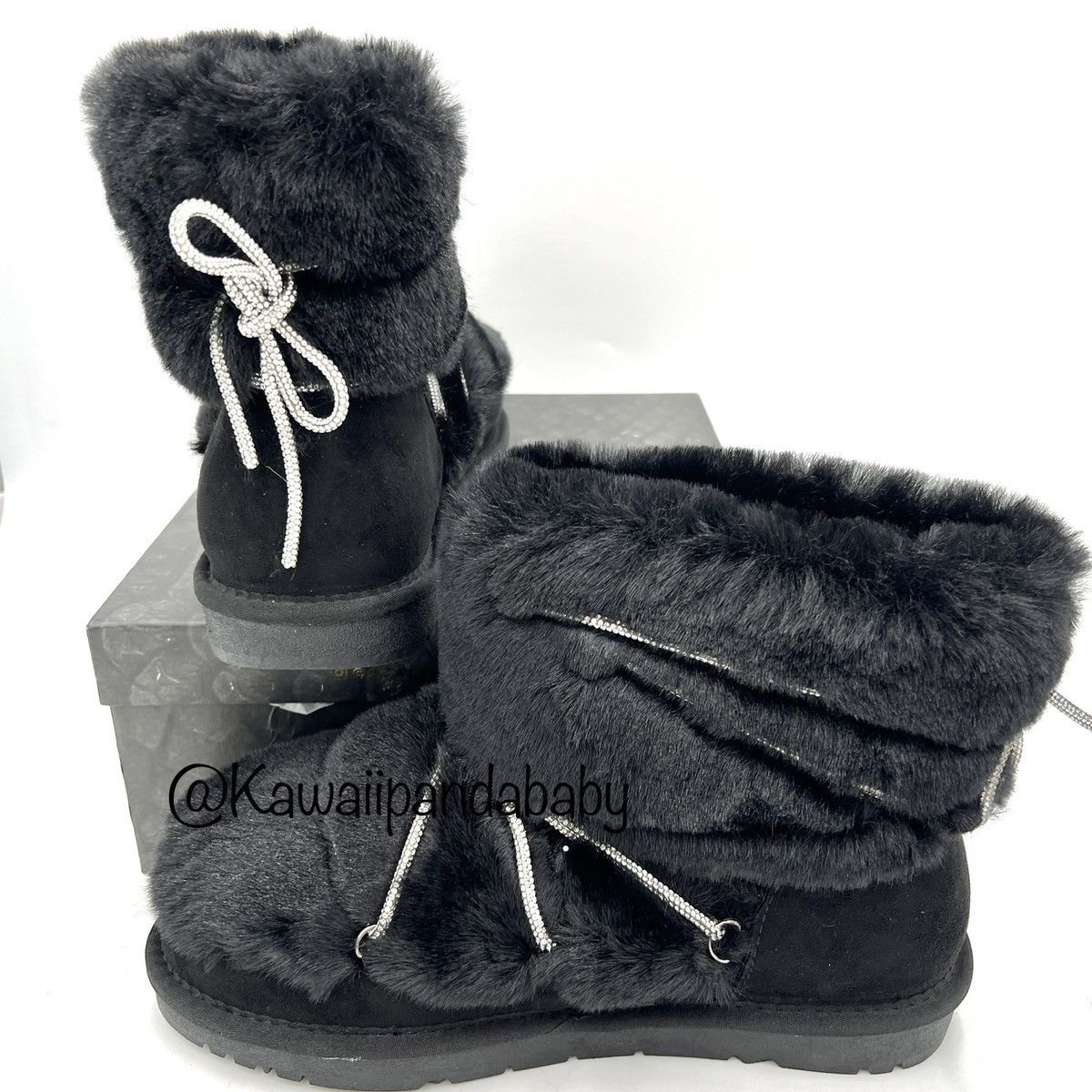 Dolls Kill Azalea Wang Retrograde Black Faux Fur Ankle Boot 10 Grailed