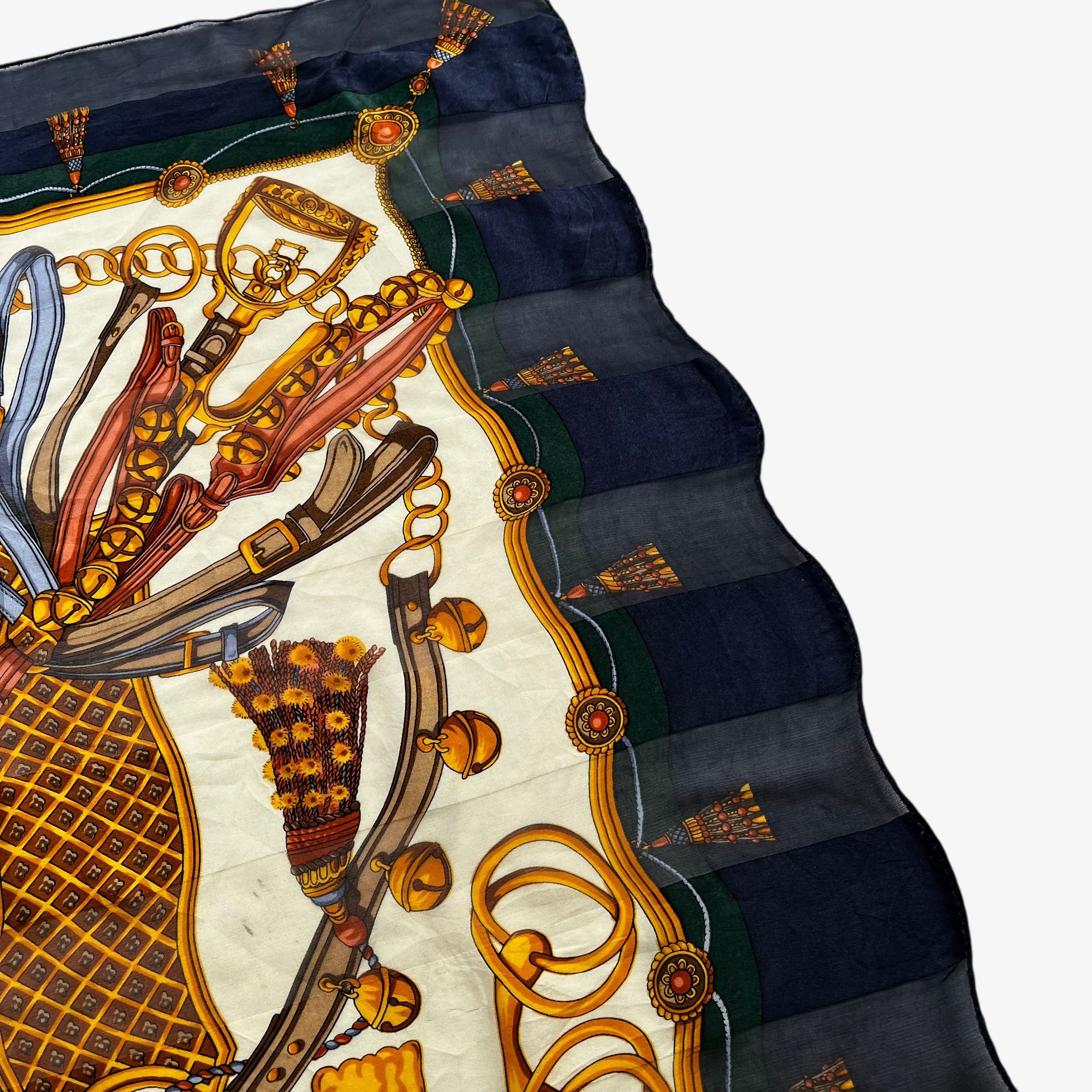 Paolo Gucci Vintage 80s Paolo Gucci Equestrian Horsebit Print Silk Scarf Size ONE SIZE - 4 Thumbnail