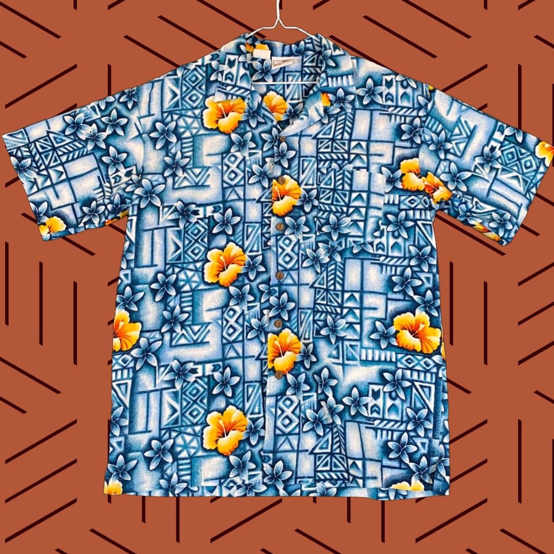 Vintage Good Vibes Shirt Mens XL Blue Floral Hawaiian Tropical Button Up S/S Size US XL / EU 56 / 4 - 1 Thumbnail