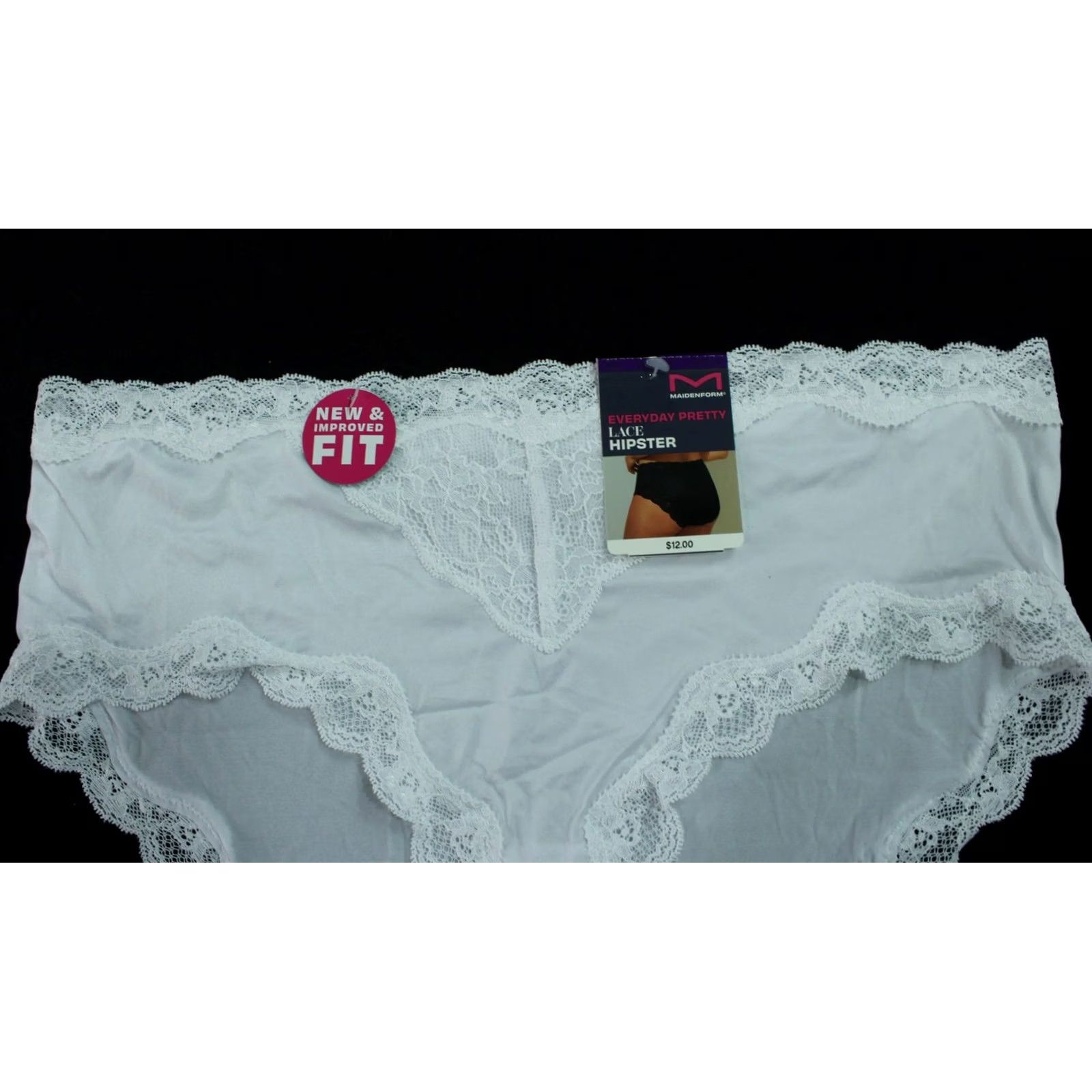 Vintage Maidenform Women's Lace & Soft Microfiber Cheeky Hipster DH3 White 2XL NWT Size ONE SIZE - 4 Thumbnail