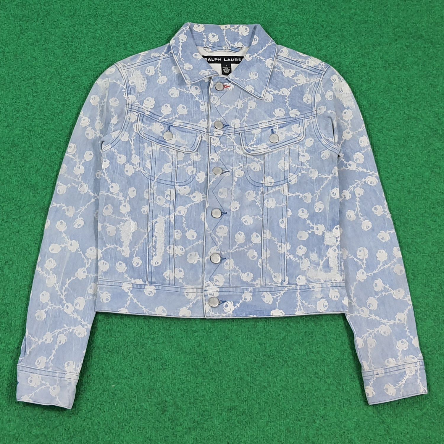 Ralph Lauren Vintage Ralph Lauren Floral Rose Print Denim Jacket C303N14 Size XS / US 0-2 / IT 36-38 - 1 Thumbnail