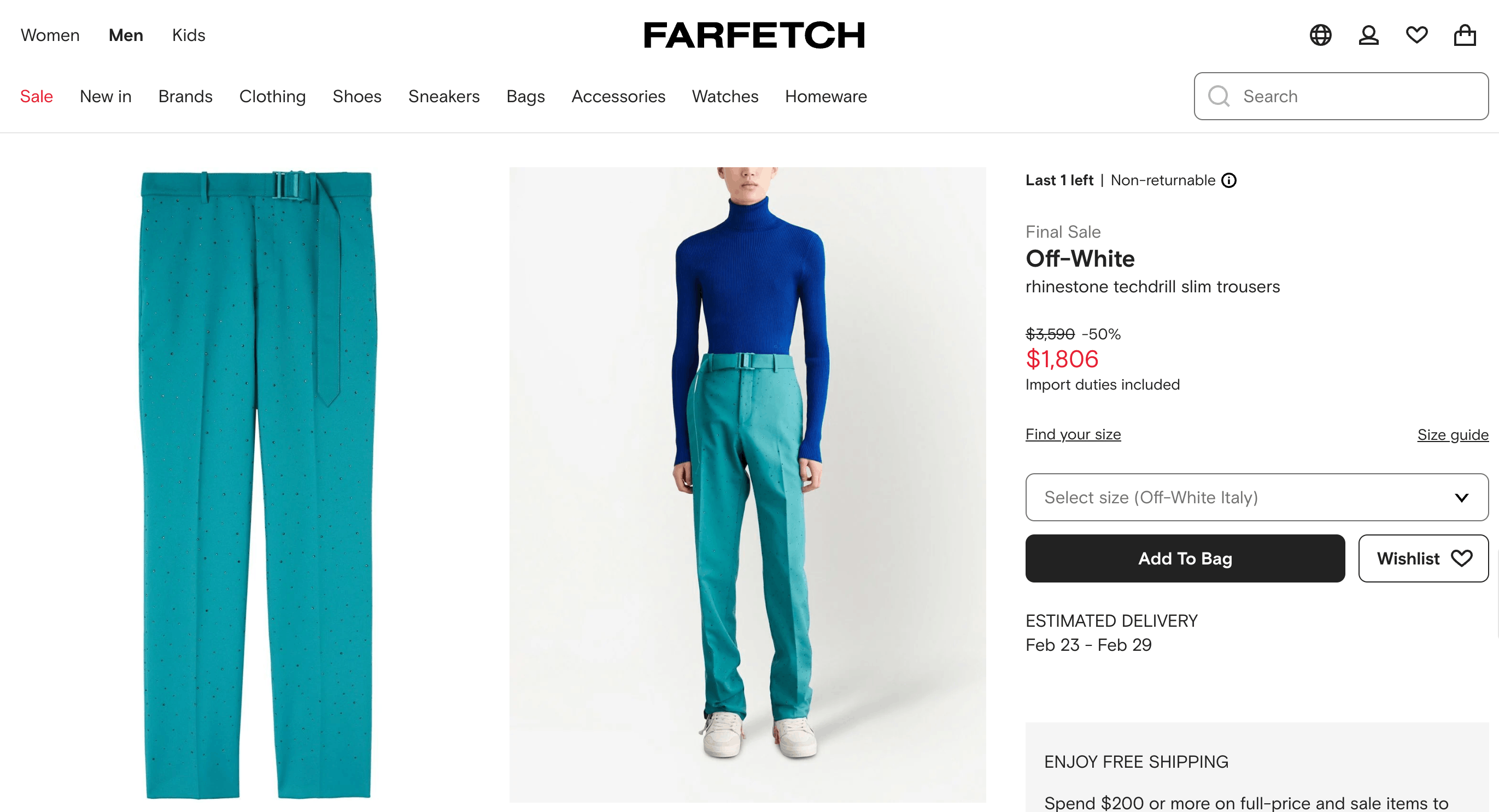 Off-White [🔥🔥Grail🔥🔥] Off-White Rhinestone Pants [RRP $3,590] Size US 30 / EU 46 - 2 Thumbnail