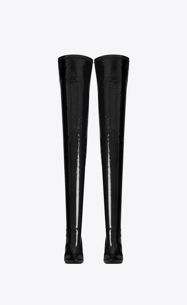 Saint Laurent Paris o1bcso1str0125 Aylah Over The Knee Boots in Black Size US 4 / IT 34 - 5 Thumbnail