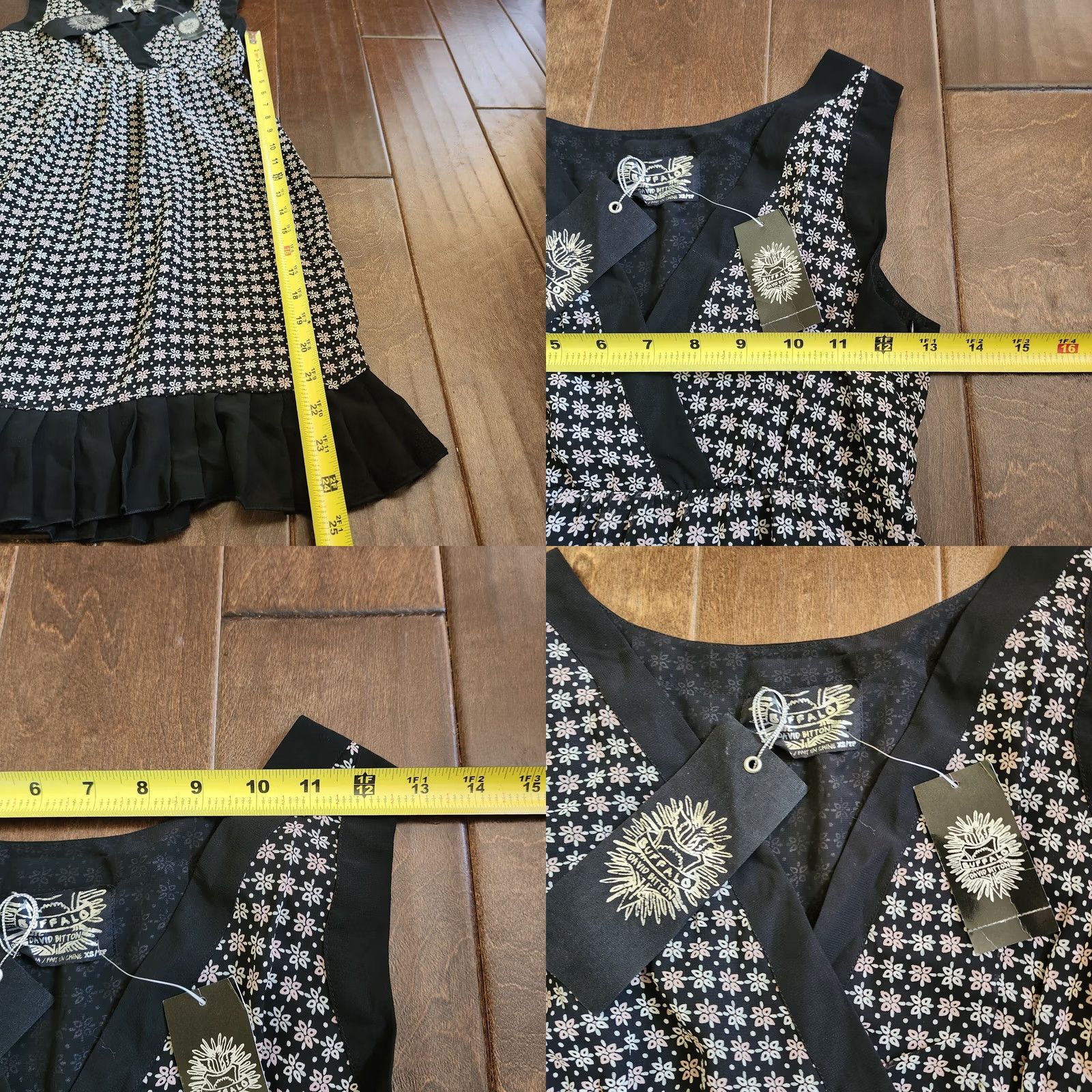 Buffalo David Bitton Buffalo Jeans Women's Maxi Dress Sleeveless Floral Ruffle XS Black NWT Busy Travel Party/Cocktail Gift Size XS / US 0-2 / IT 36-38 - 9 Thumbnail