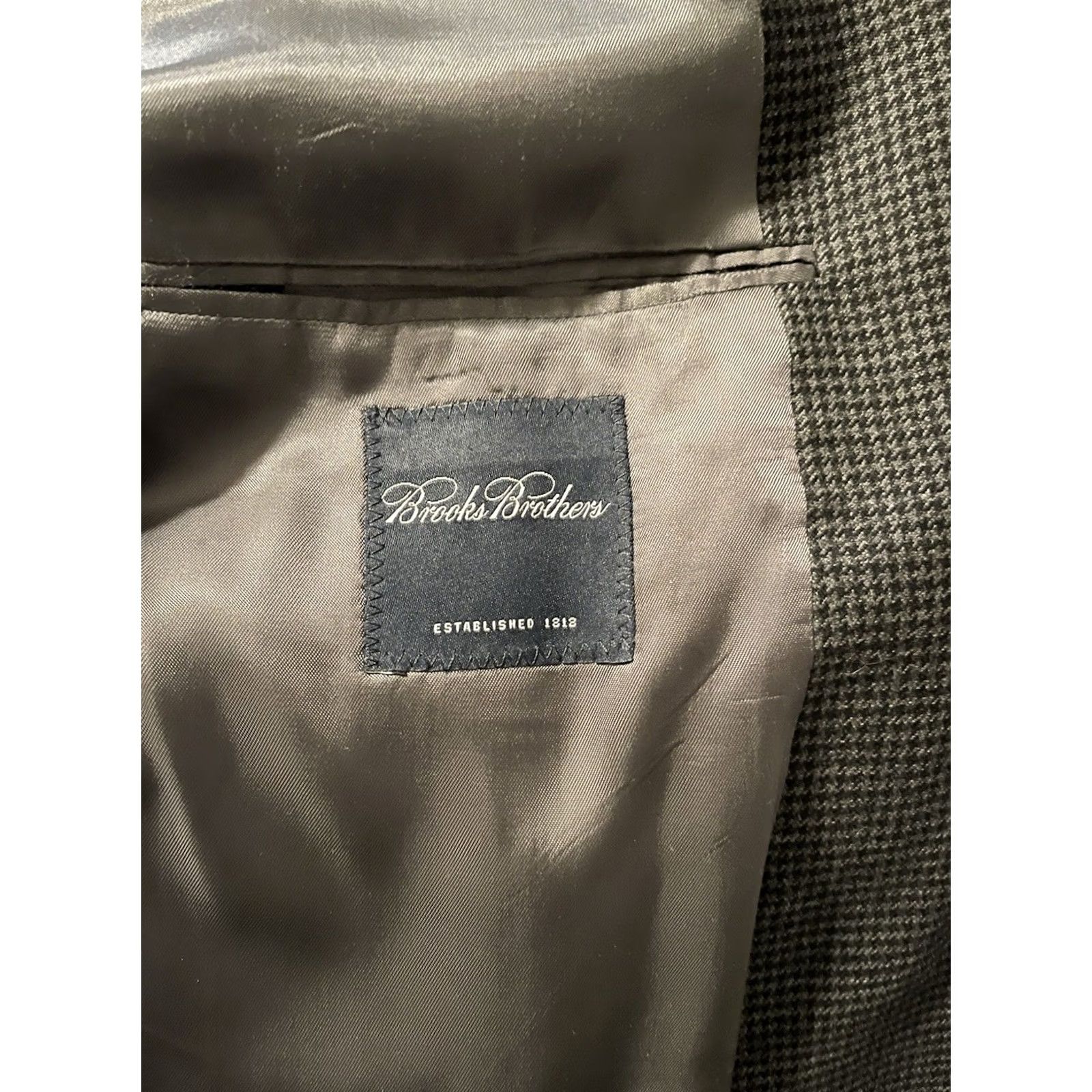 Brooks Brothers Brooks Brothers Blazer Jacket Coat Gray Wool Houndstooth Plaid Mens 41L Size 42R - 4 Thumbnail