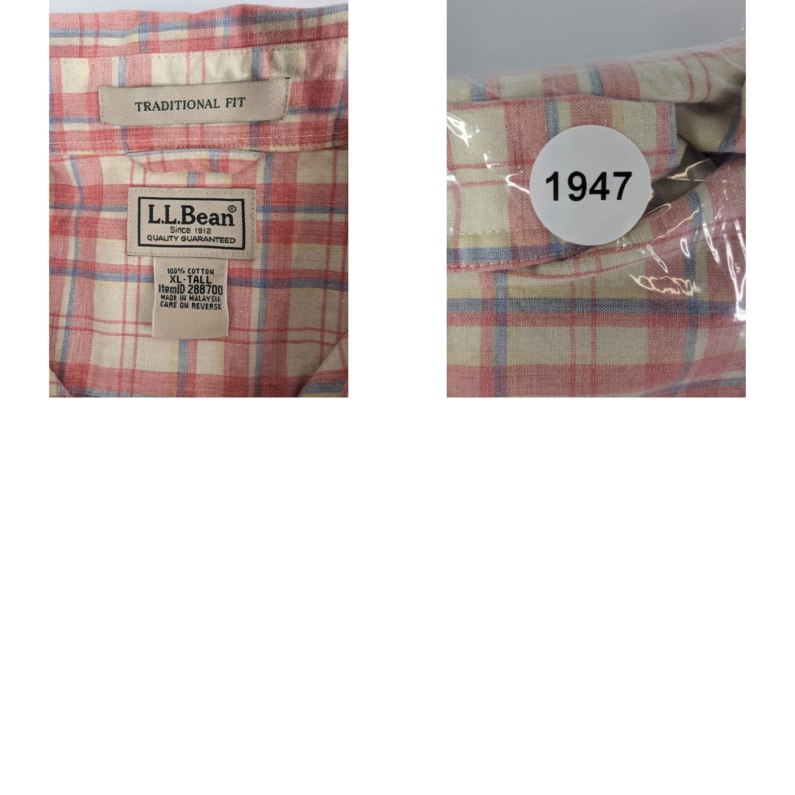 Vintage VINTAGE LL Bean Pink Plaid Sunwashed Canvas Short Sleeve Button Camp Shirt XLT #288700 Size US XL / EU 56 / 4 - 8 Thumbnail