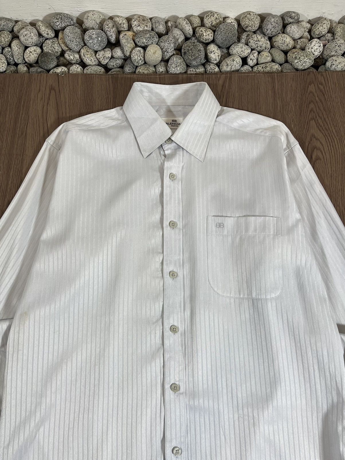 Balenciaga Balenciaga Paris Herringbone Stripe Long Sleeve Dress Shirt Size US M / EU 48-50 / 2 - 3 Thumbnail