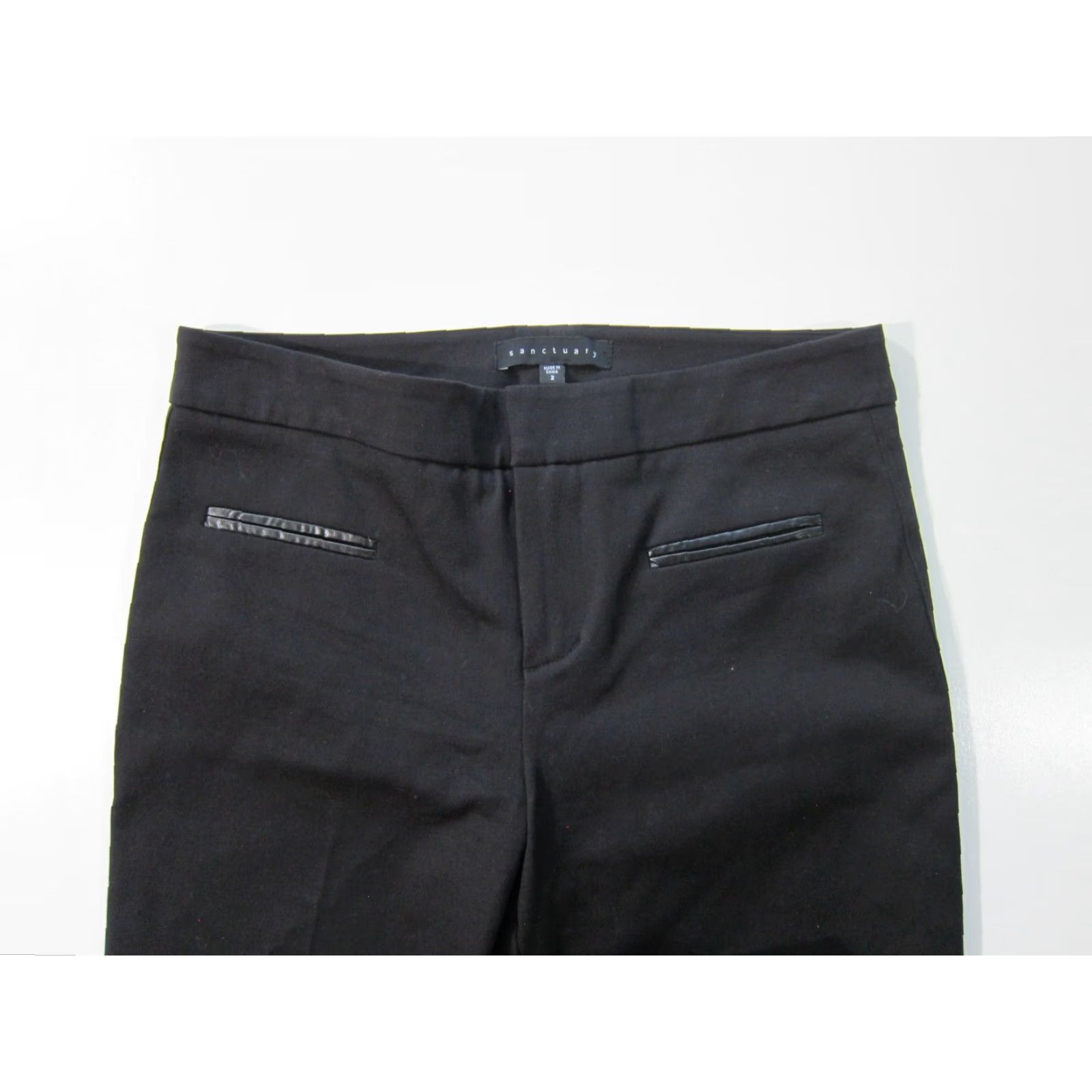 Sanctuary Sanctuary Black Stretch Slim Flat Front Office Dress Cocktail Work Pant Women 2 Size 26" / US 2 / IT 38 - 4 Thumbnail