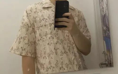 Other Leaves Design Beige Button Up Shirt Size US L / EU 52-54 / 3 - 2 Thumbnail