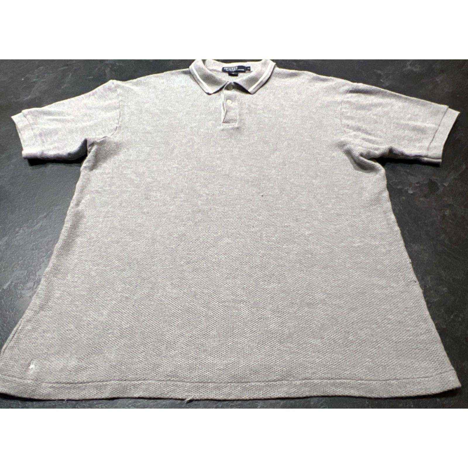 Ralph Lauren VINTAGE Ralph Lauren Polo Shirt Men's XL Short Sleeve Gray Knit All Seasons Waffle Pony Size US XL / EU 56 / 4 - 2 Thumbnail