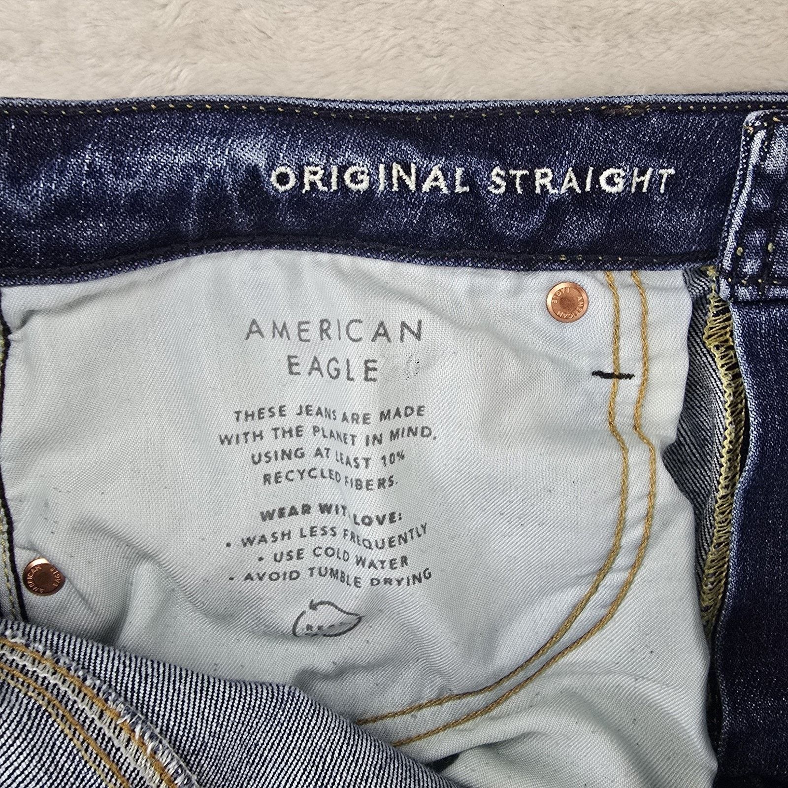 American Eagle Outfitters American Eagle Original Straight Jeans 33x30 (Fits 36x28) Size US 36 / EU 52 - 5 Thumbnail