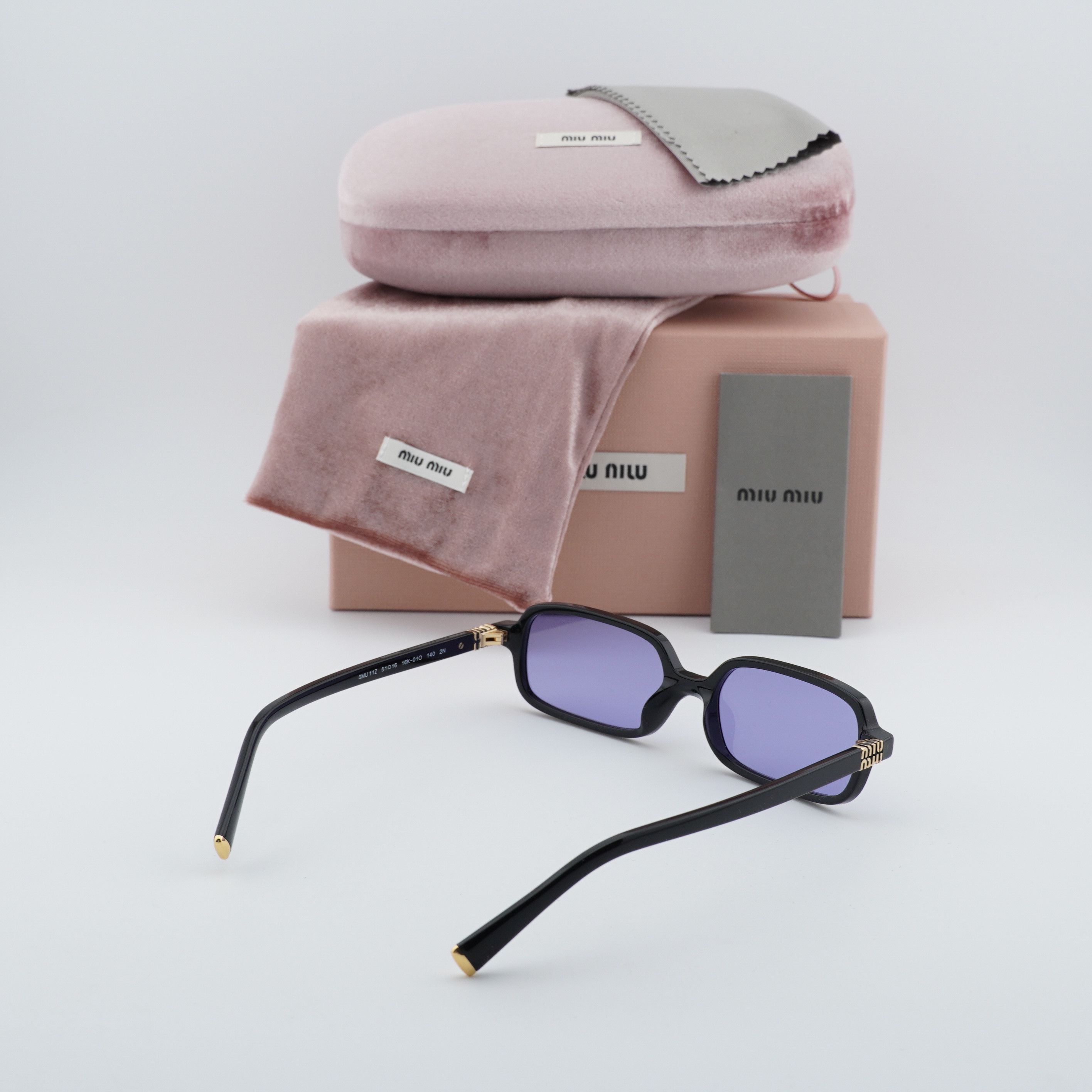 Miu Miu Miu Miu MU11ZS 16K01O Women Sunglasses Black Rectangle Frame Size ONE SIZE - 9 Thumbnail